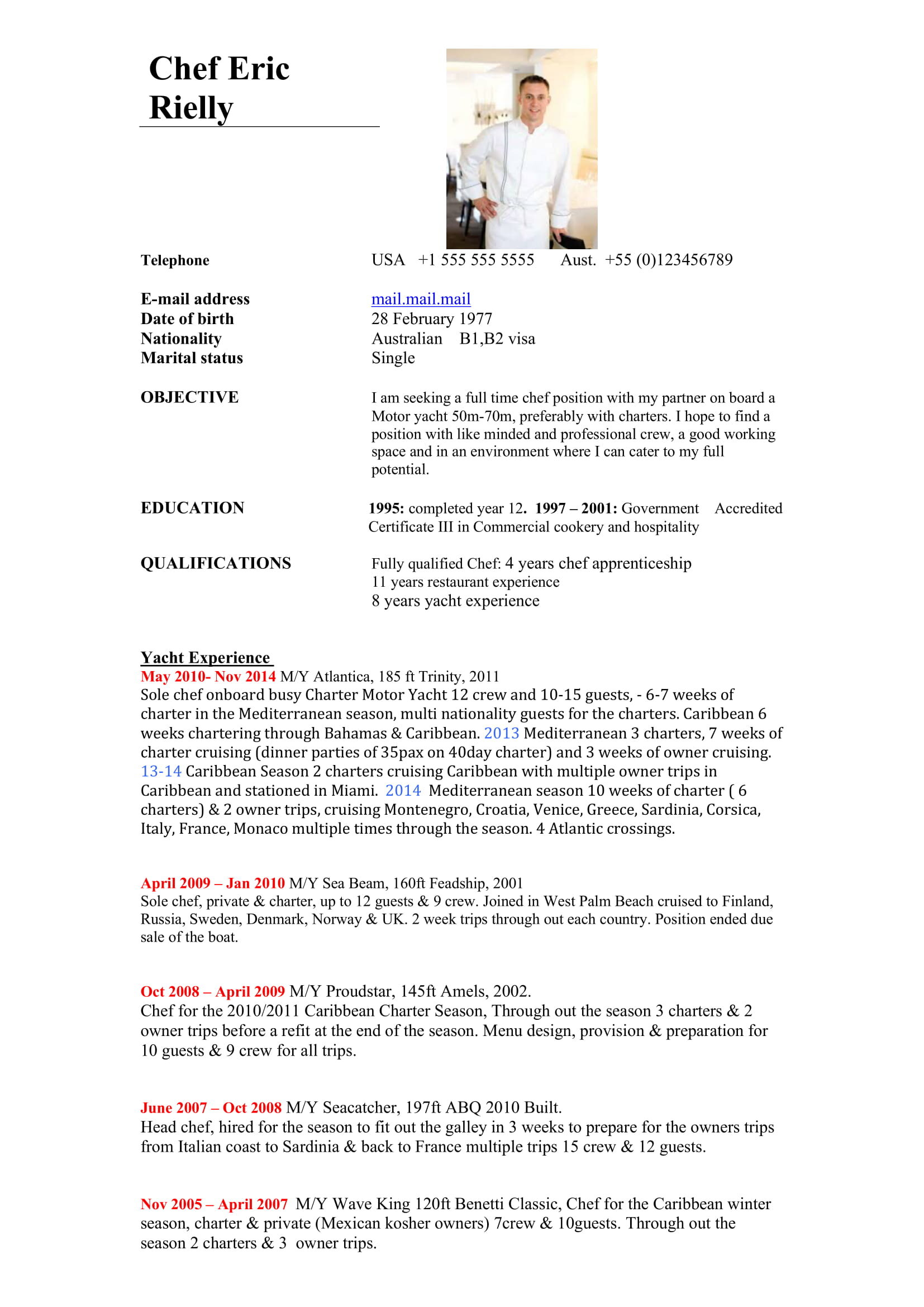 yacht broker cv