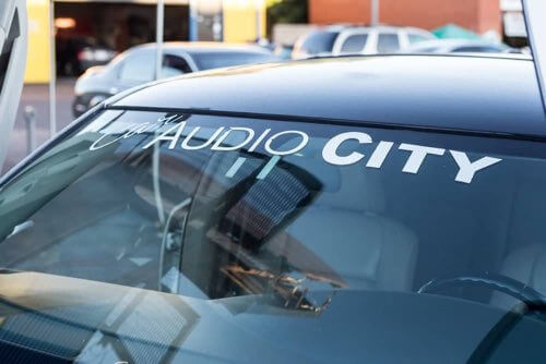 Car Audio City Decal on Car