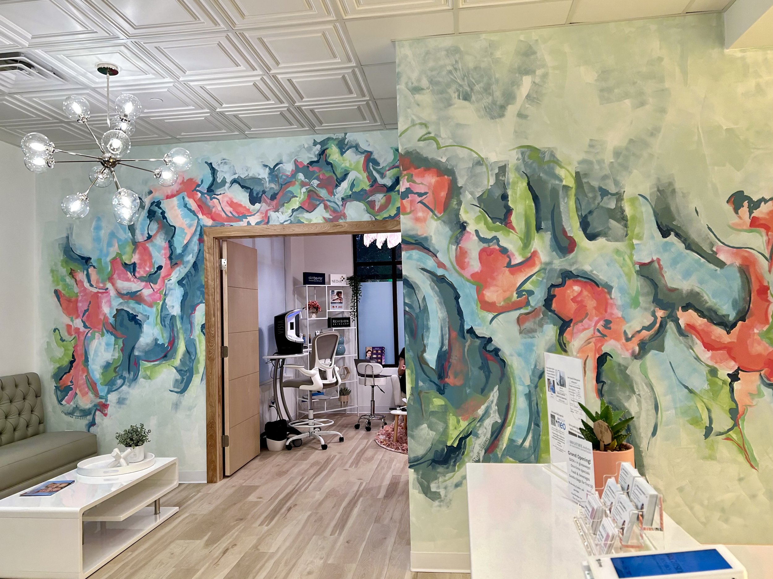 Reception area mural for Brightside Aesthetics by Ducharme Dermatology