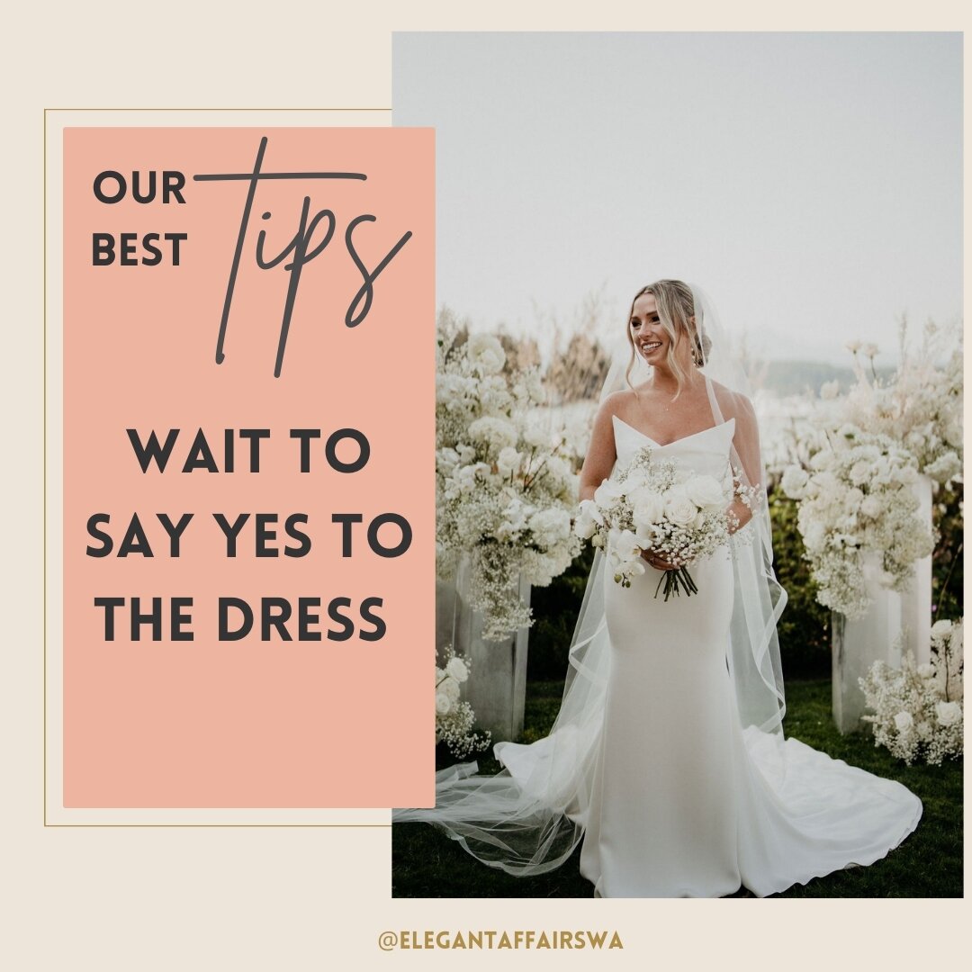 Yes, we said it. 🤪⁣

We're not trying to be a buzz kill, but we highly recommend you wait to say yes to the dress. DON'T rush right out and purchase a dress without knowing your vision, budget, time, and location. It's best to get all of the details