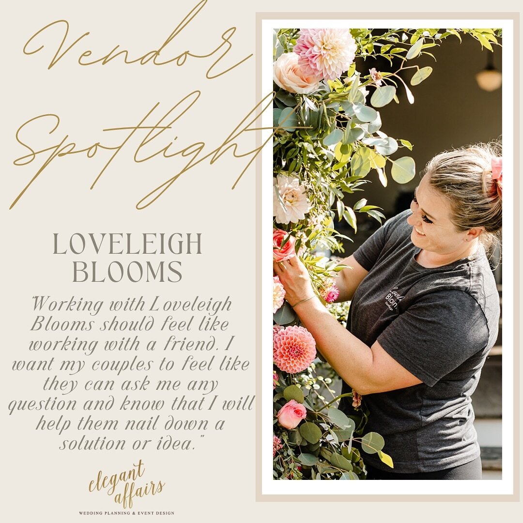 ✨ Vendor Spotlight: Loveleigh Blooms 🌸

In the heart of our wedding world, we&rsquo;re thrilled to shine the spotlight on Loveleigh Blooms! 

💐 Connecting with Leigh feels like chatting with a friend who just happens to be a floral genius. 

🌿✨ Di