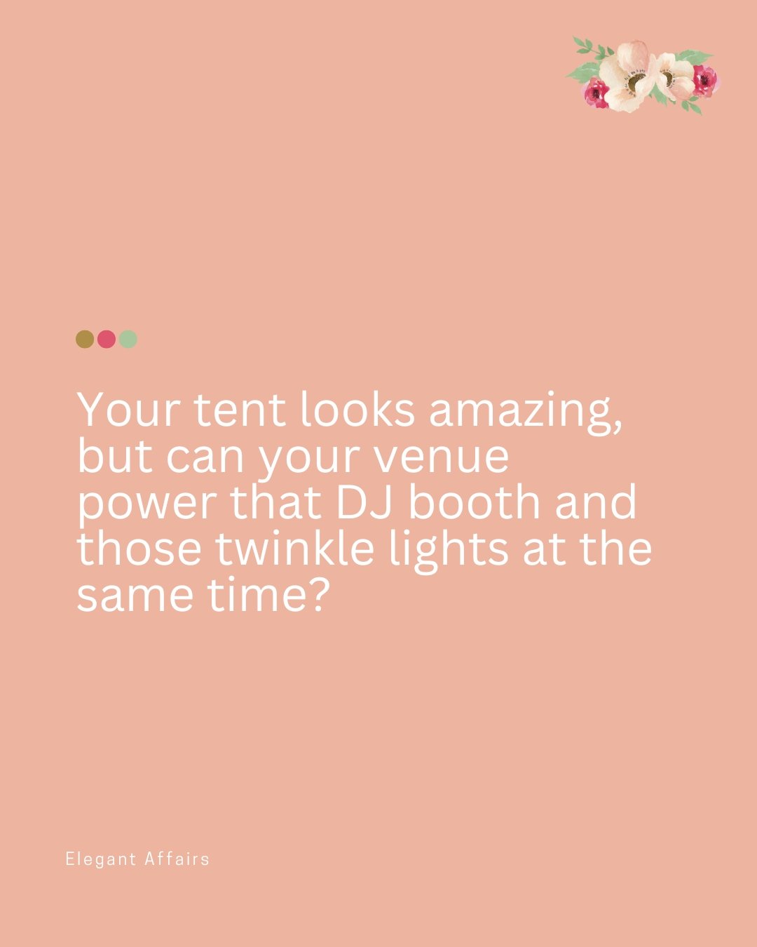 ✨ Your wedding tent might be giving major Pinterest goals&hellip; but can it power the party? 💡🎶

Before you plug in the twinkle lights, photo booth, DJ booth, and espresso cart&mdash;make sure your venue has the juice to keep the whole celebration