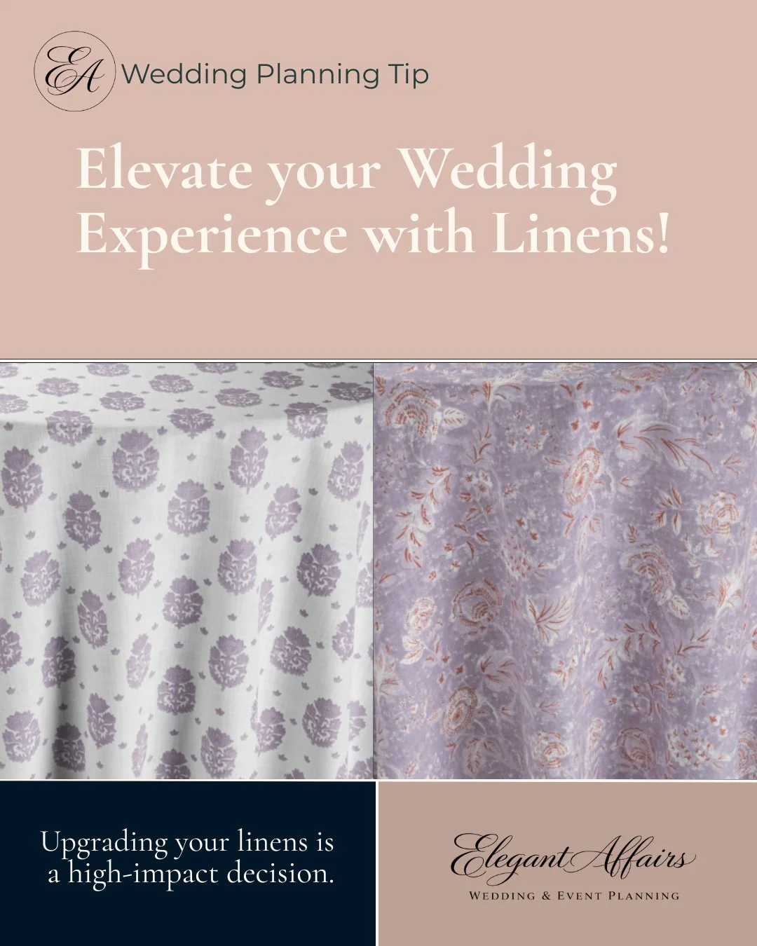 Did you know your linens cover more square footage of your wedding than almost anything else &mdash; second only to your venue itself?

That's a lot of visual real estate. And most couples don't think twice about it.

The tablecloths, napkins, and sp