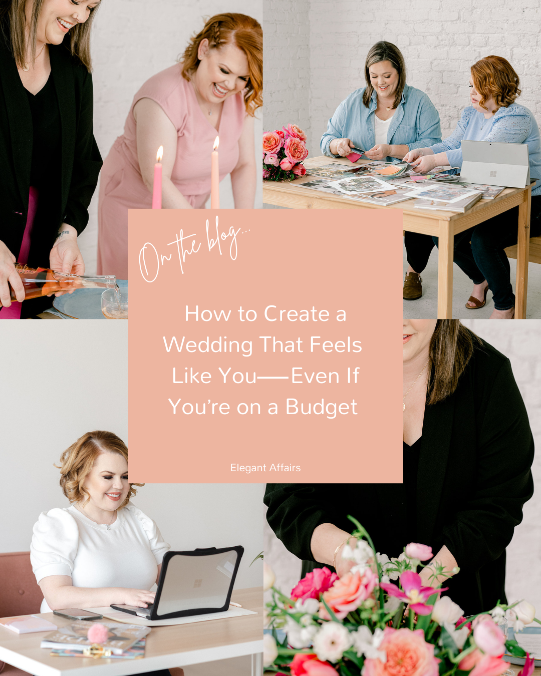 A 4-photo collage of Elegant Affairs wedding planners Lori and Tiphany