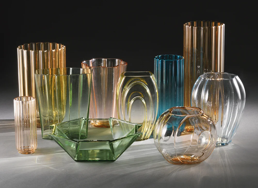 A collection of vases designed by George Sakier.