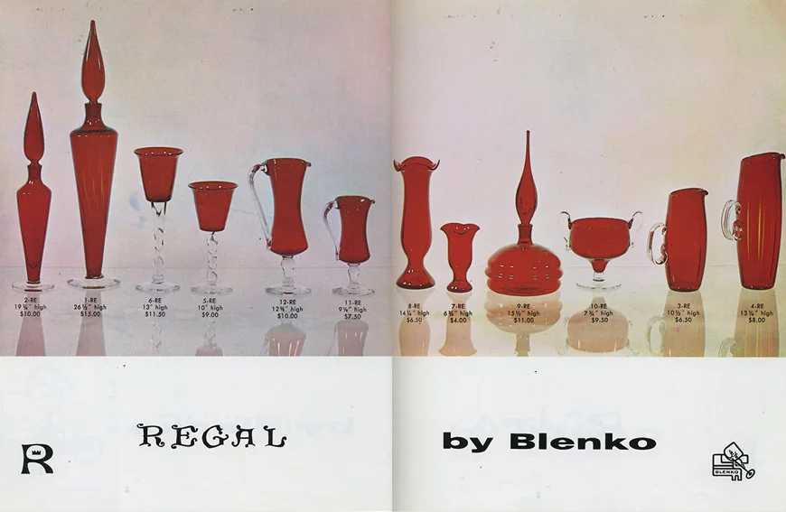 The Regal Line as shown in the 1960 Blenko catalog