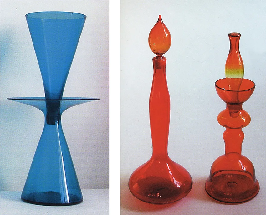 Photos taken by Gordon Harrell in the latest edition of BLENKO: COOL 50s AND 60s GLASS. If you want to know what these pieces are, look them up in the book!