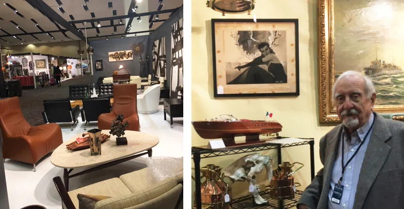 On the floor of the show. Love that vintage model of a Chris Craft speedboat.