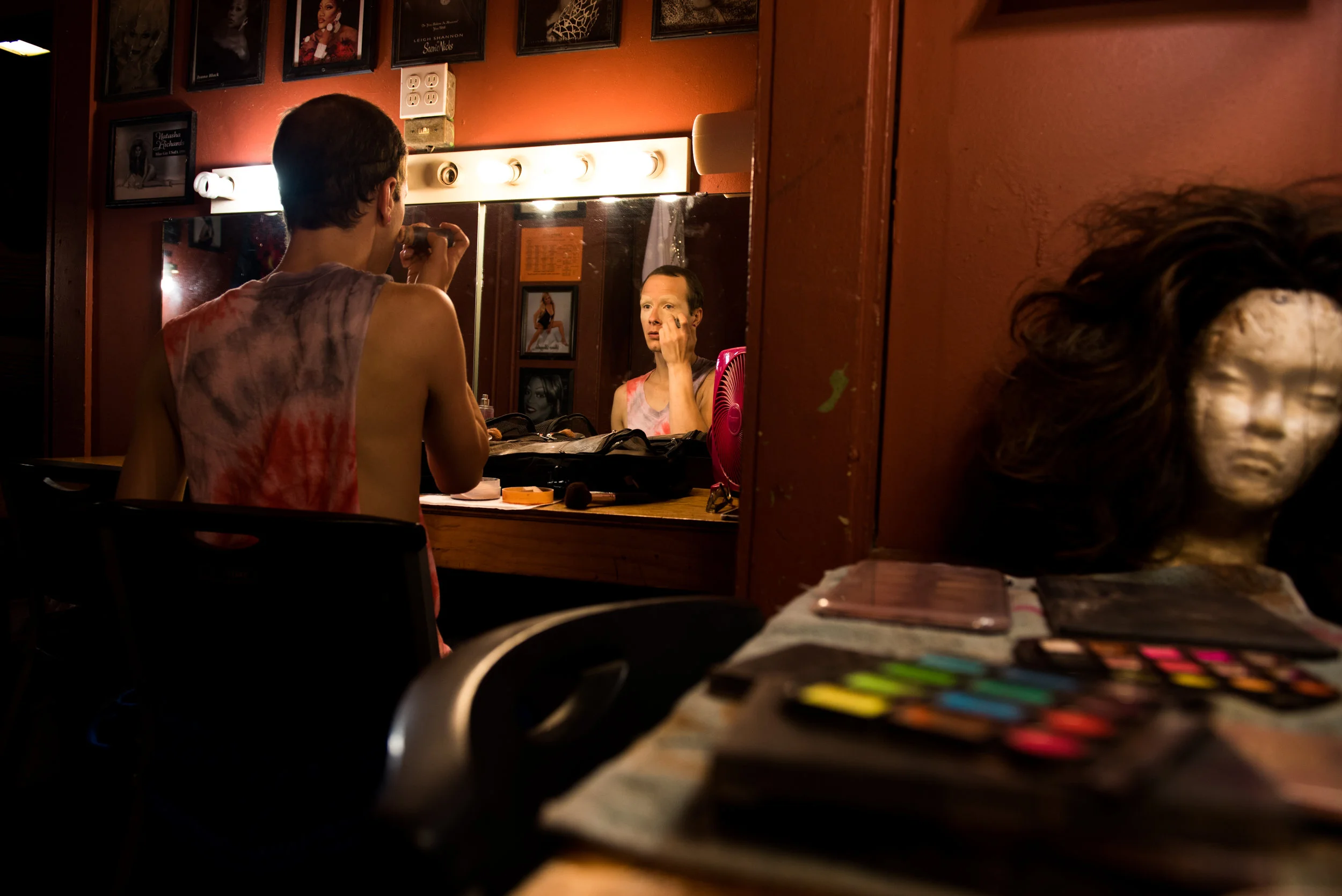 After work, Koedam heads to the performance venue and begins the slow transformation into Rachel Boheme. He said it takes about two hours to finish his makeup routine. “But it can take longer,” Koedam said, "depending on what kind of a face I’m trying to give you.”