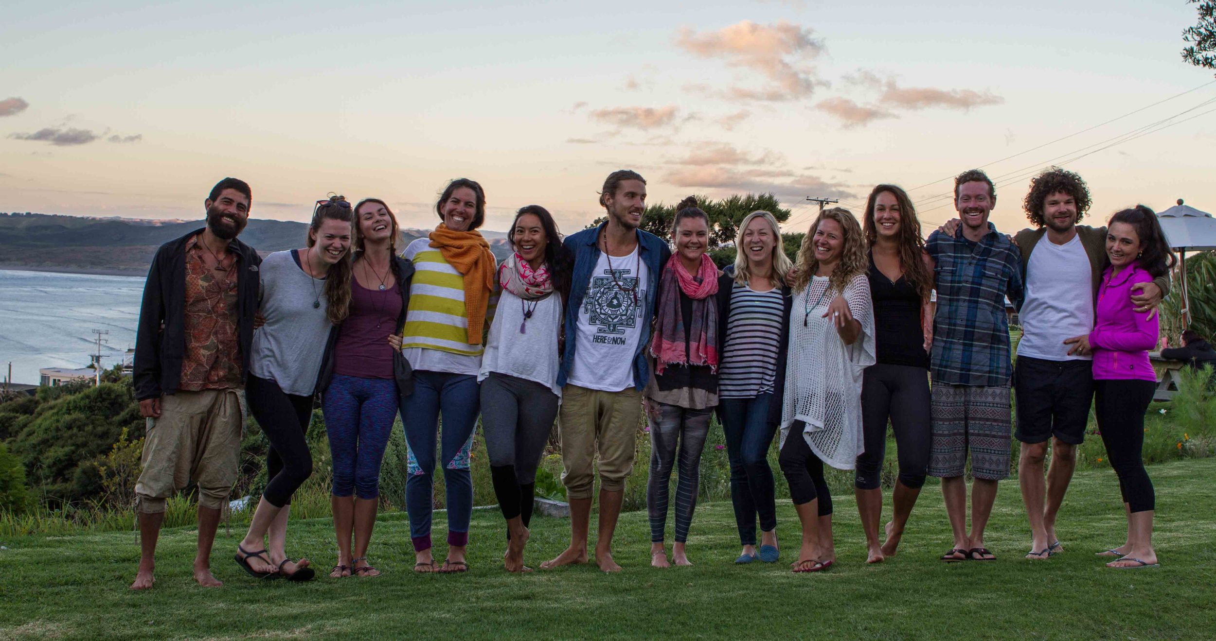 Group photo at the Solscape, Raglan Create Space Residential Retreat