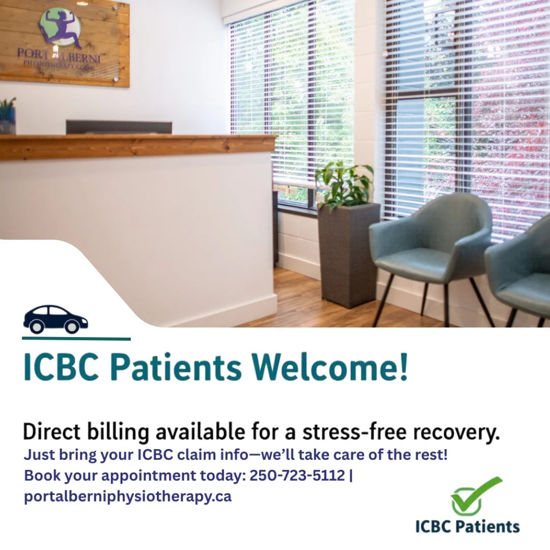 Were you in a motor vehicle accident? We offer direct billing for ICBC patients at Port Alberni Physiotherapy and Wellness.

That means less paperwork, less stress, and more focus on your recovery. Just bring your ICBC claim info to your first appoin