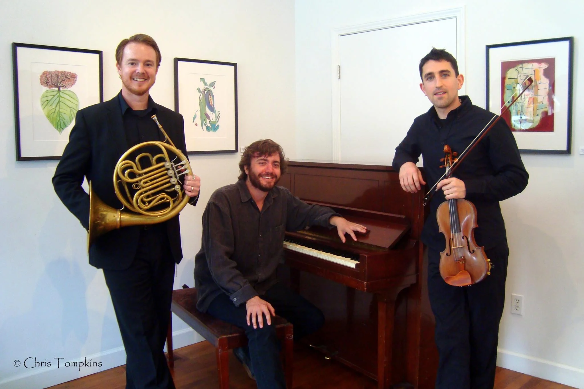 With Mike Shuldes and Britton J Day. Taken after live performance of Brahms Horn Trio, Op. 40 at Throckmorton Theater in Mill Valley, CA. Photo Credit: Chris Thompkins.