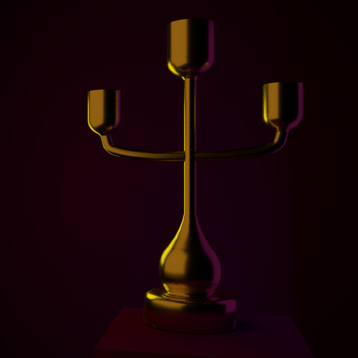  I used the Arnold renderer to create some shots of the piece using some colored lights and a metallic finish.   