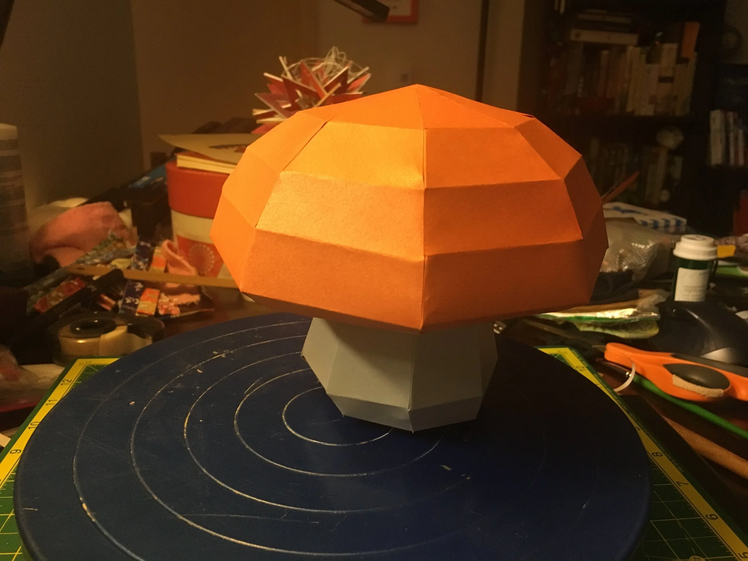  First attempt at a paper model from a form I modeled in Maya. I had a few printing issues that messed with the scale between the separate pages but overall I’m happy with the result. Lots of tweaks to make for the next attempt.  