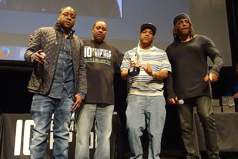 Jadakiss, Keith Tucker, Styles P, and Easy AD (from left) receive the Hip Hop Is Green Community Health & Wellness Award. (Photo: Maureen Cohen Harrington)