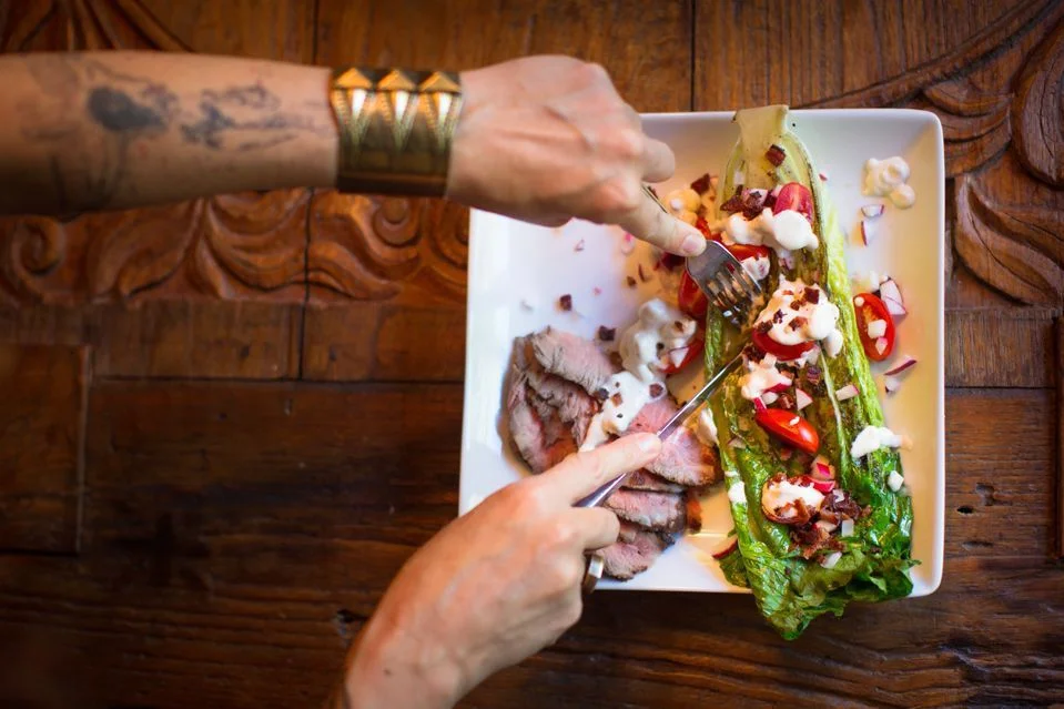 GRILLED ROMAINE + BLUE CHEESE DRESSING