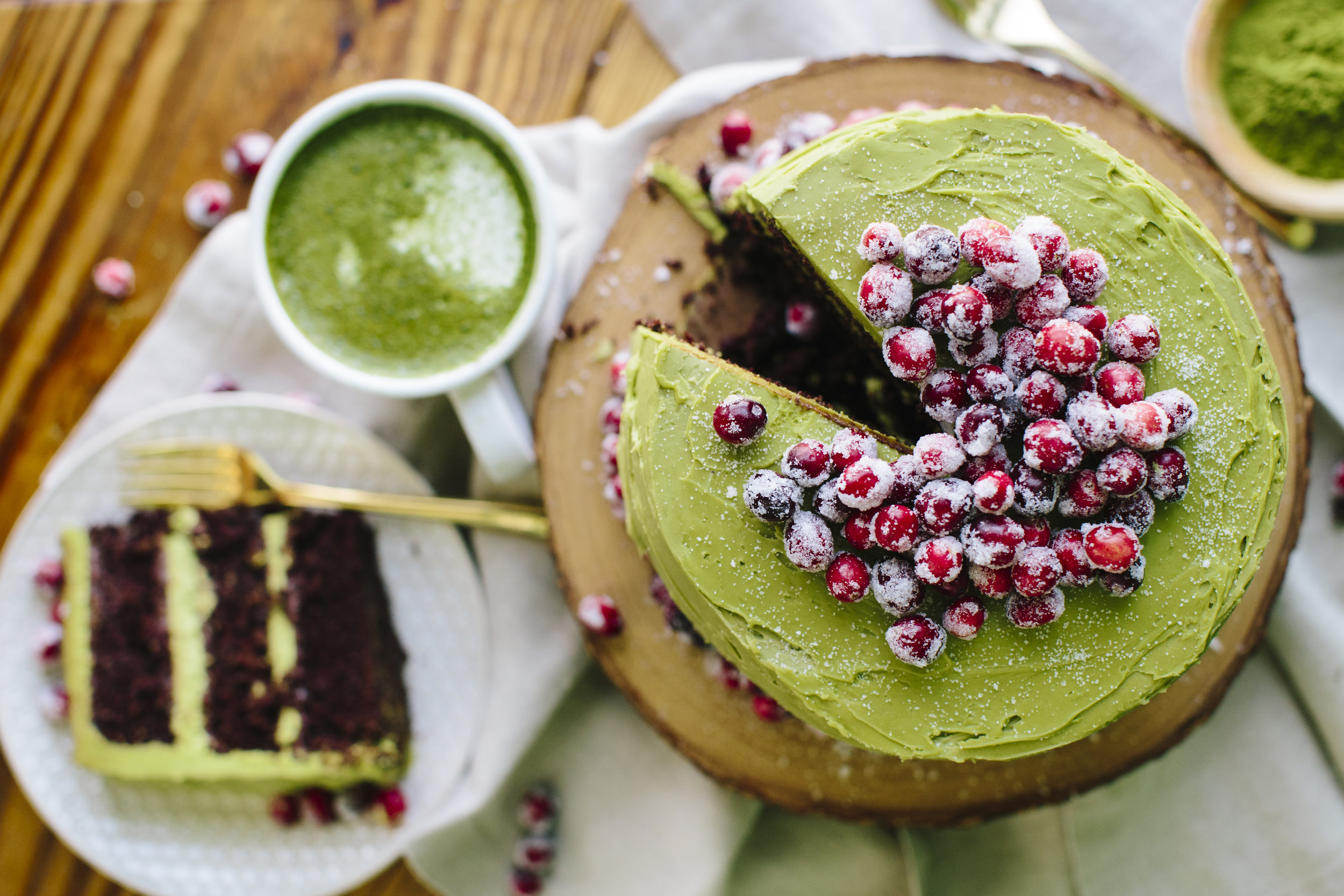 CHOCOLATE CAKE WITH MATCHA BUTTERCREAM