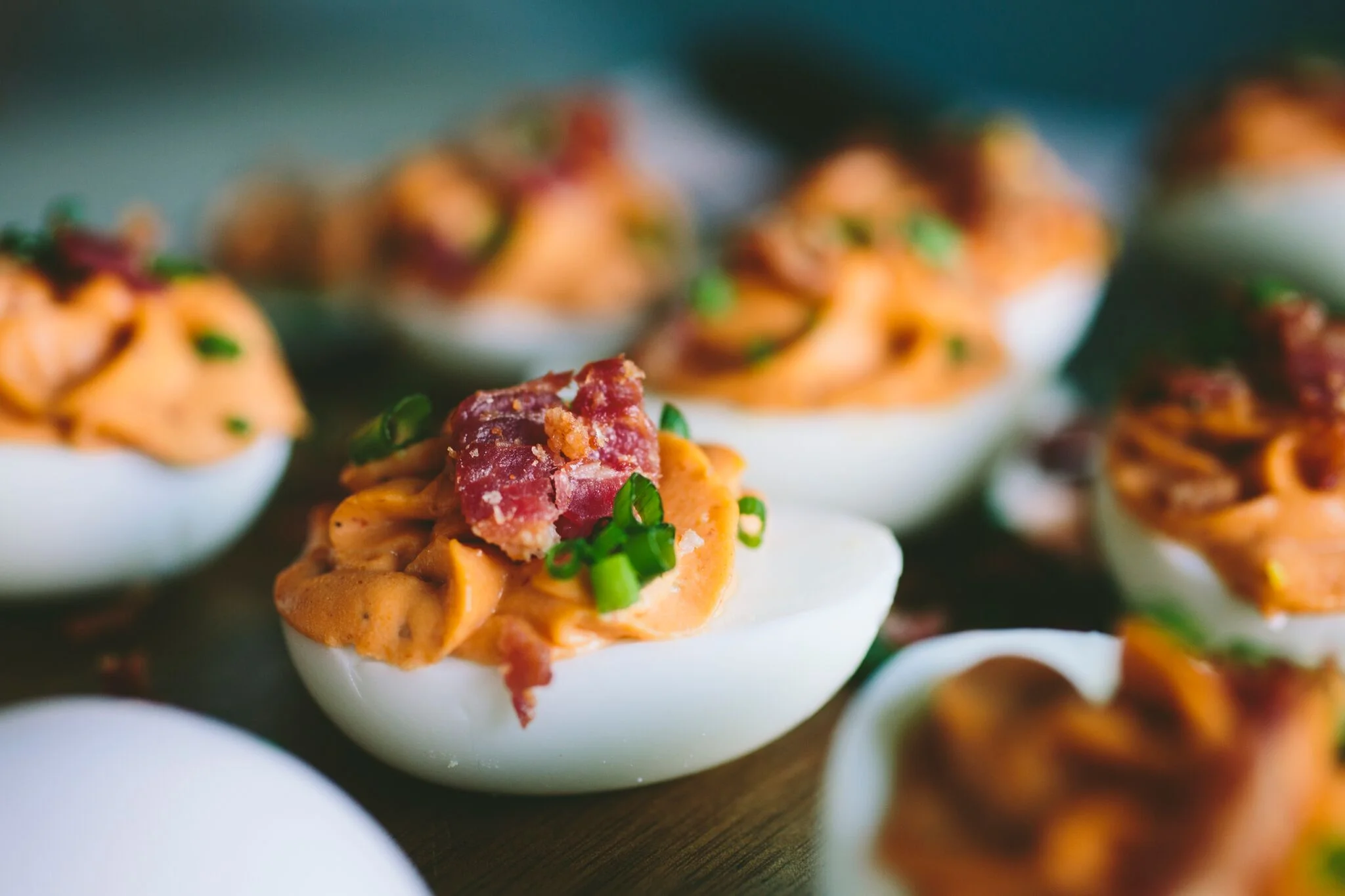 Bacon Sriracha Deviled Eggs