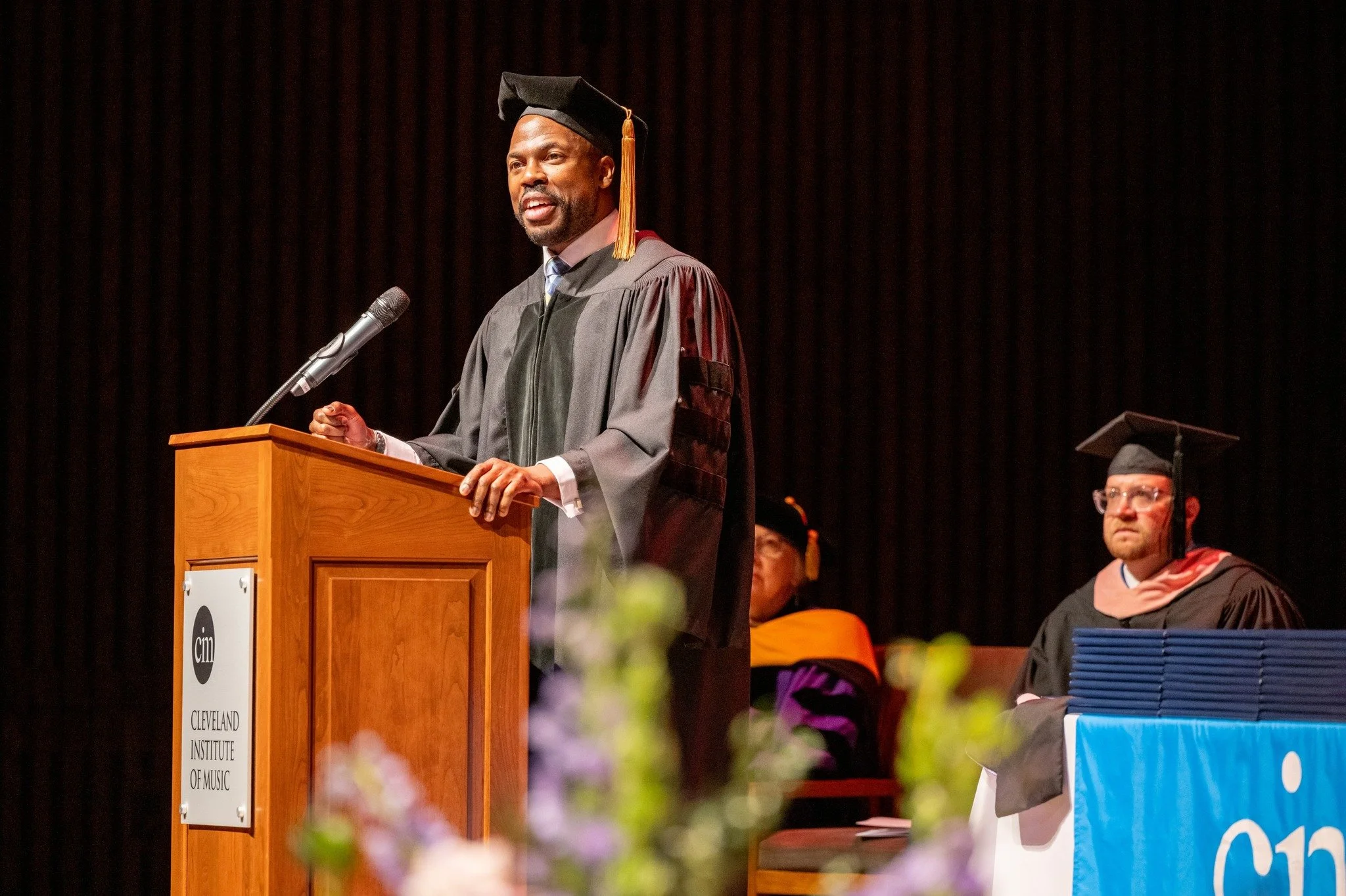 Joseph Conyers speaks at the 2025 Cleveland Institute of Music Commencement