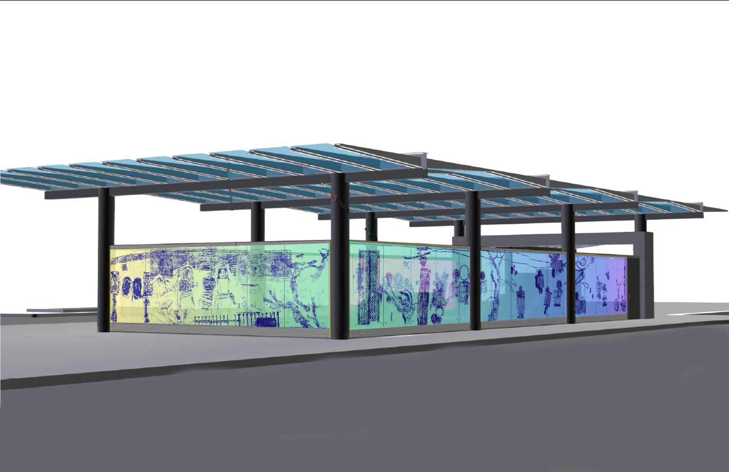 "Talking Drums" Model of Leimert Park subway station. View from the right.