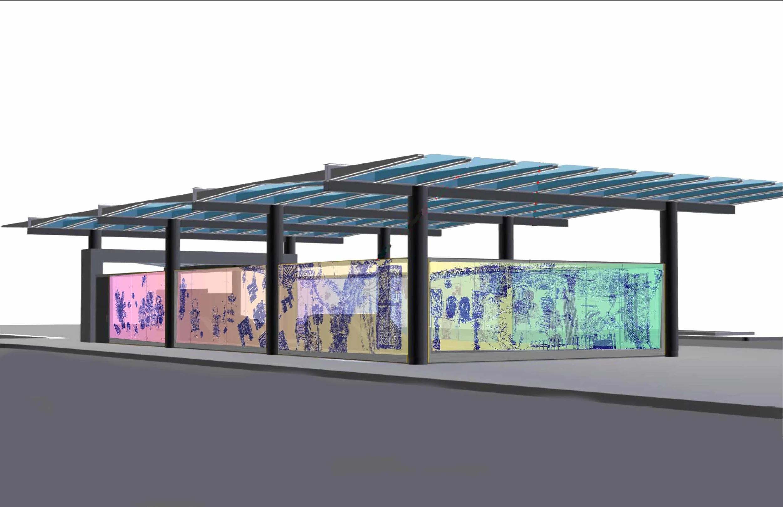 "Talking Drums", design for Metro Art: Leimert Park Subway station, L.A., view from left