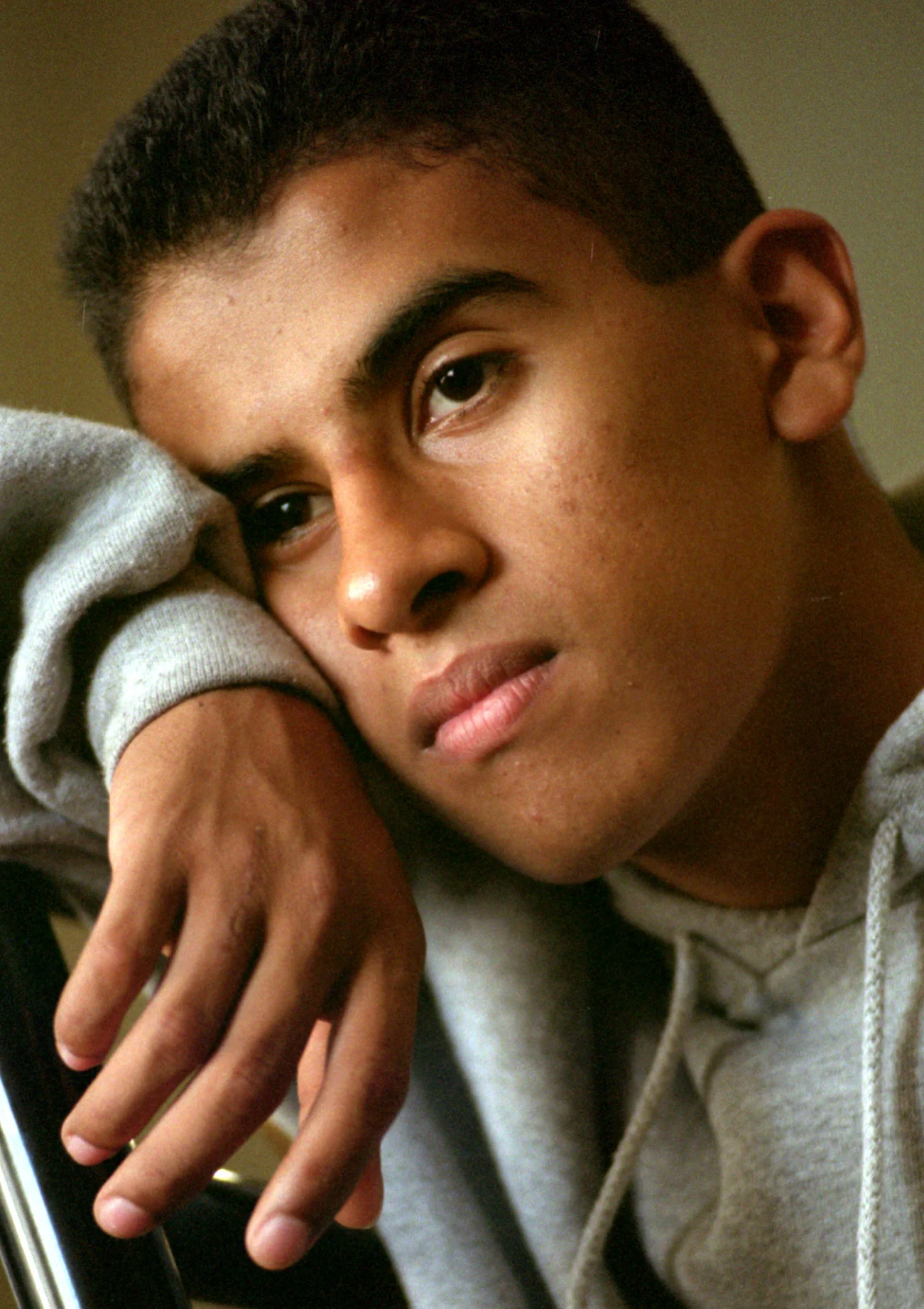 Marco Aguilera acknowledges that he is sliding lately, slipping down a slope that each time, gets harder to scale again. Since January he has missed more than 40 days of classes at Century High School and recentlysuspended for three days for fighting. ©Gail Fisher Los Angeles Times 