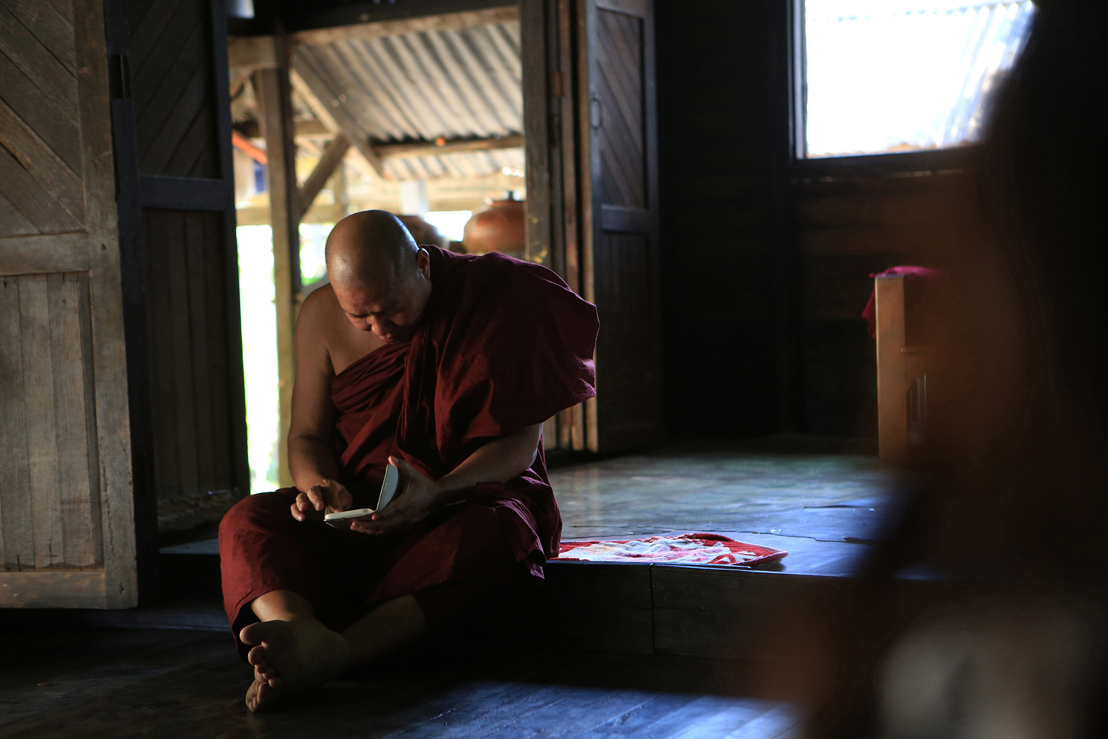  Ashin Sanda Zawti is a longtime friend and teacher of Ashin Guinissara. The two grew up together at Ma Soe Yein Monastery in Myanmar.&nbsp; Zawti said Guinissara "was brighter and more clever than the rest of the boys.” © Gail Fisher for Los Angeles