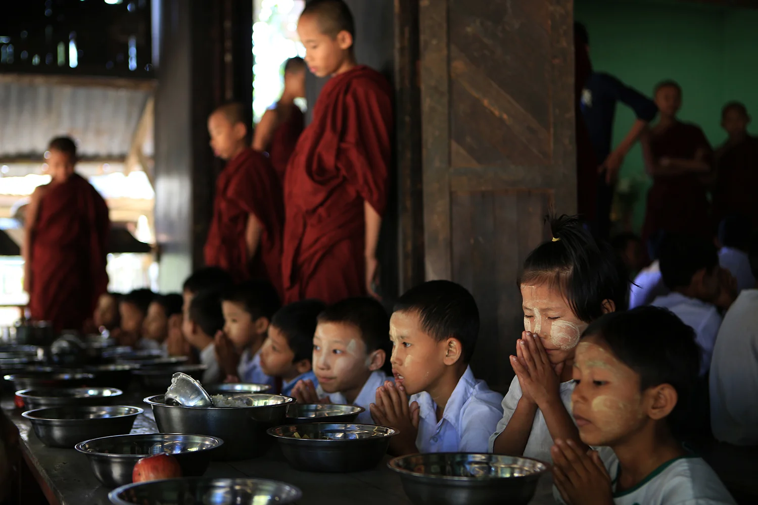 Monasteries are establishments of social welfare in Myanmar, taking in orphans and the less fortunate. © Gail Fisher for Los Angeles Times