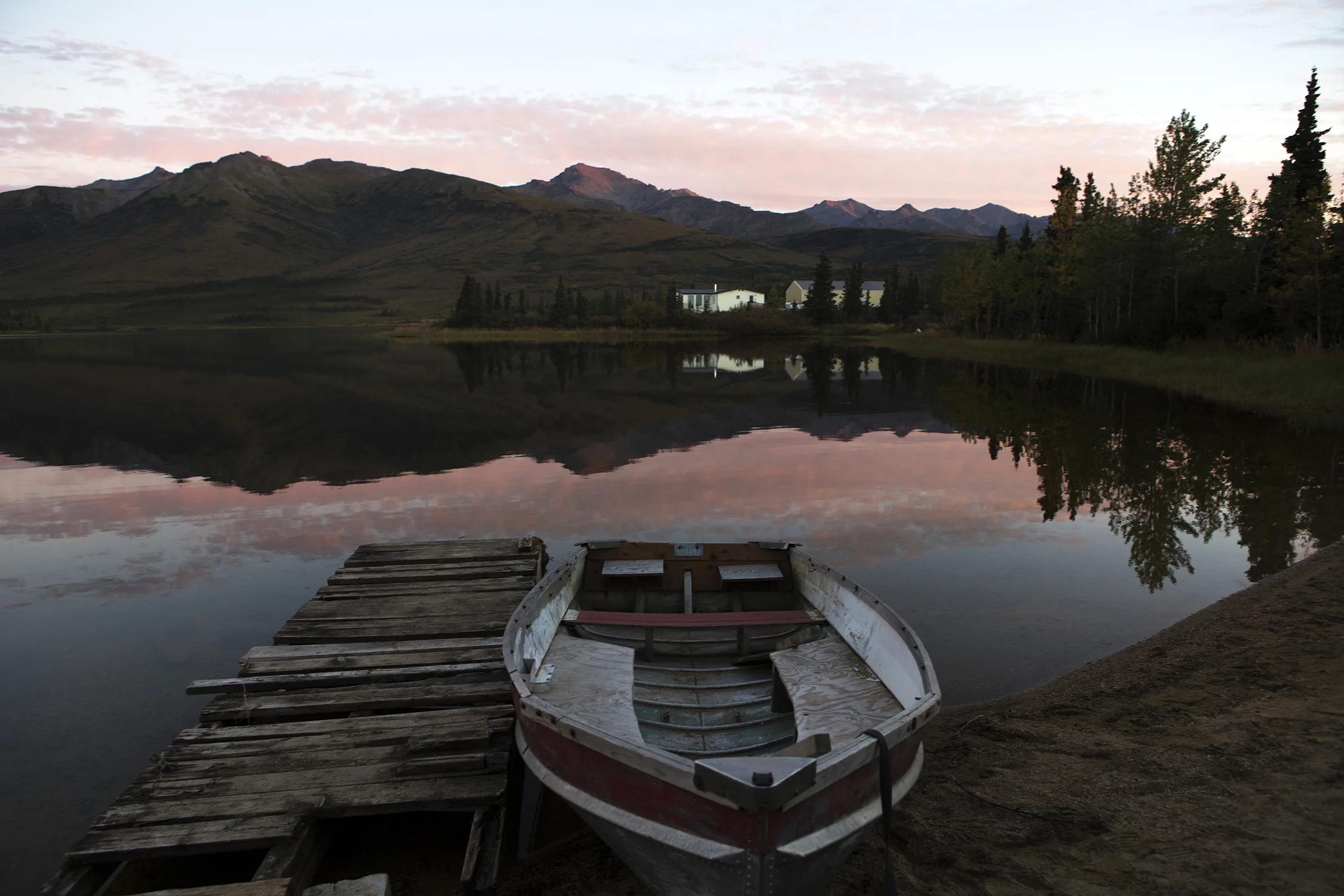 Situated 10 miles north of Denali National Park, Otto Lake is often the preferred base for visiting Denali where lodging and camping is available with spectacular views. © Photo by Gail Fisher