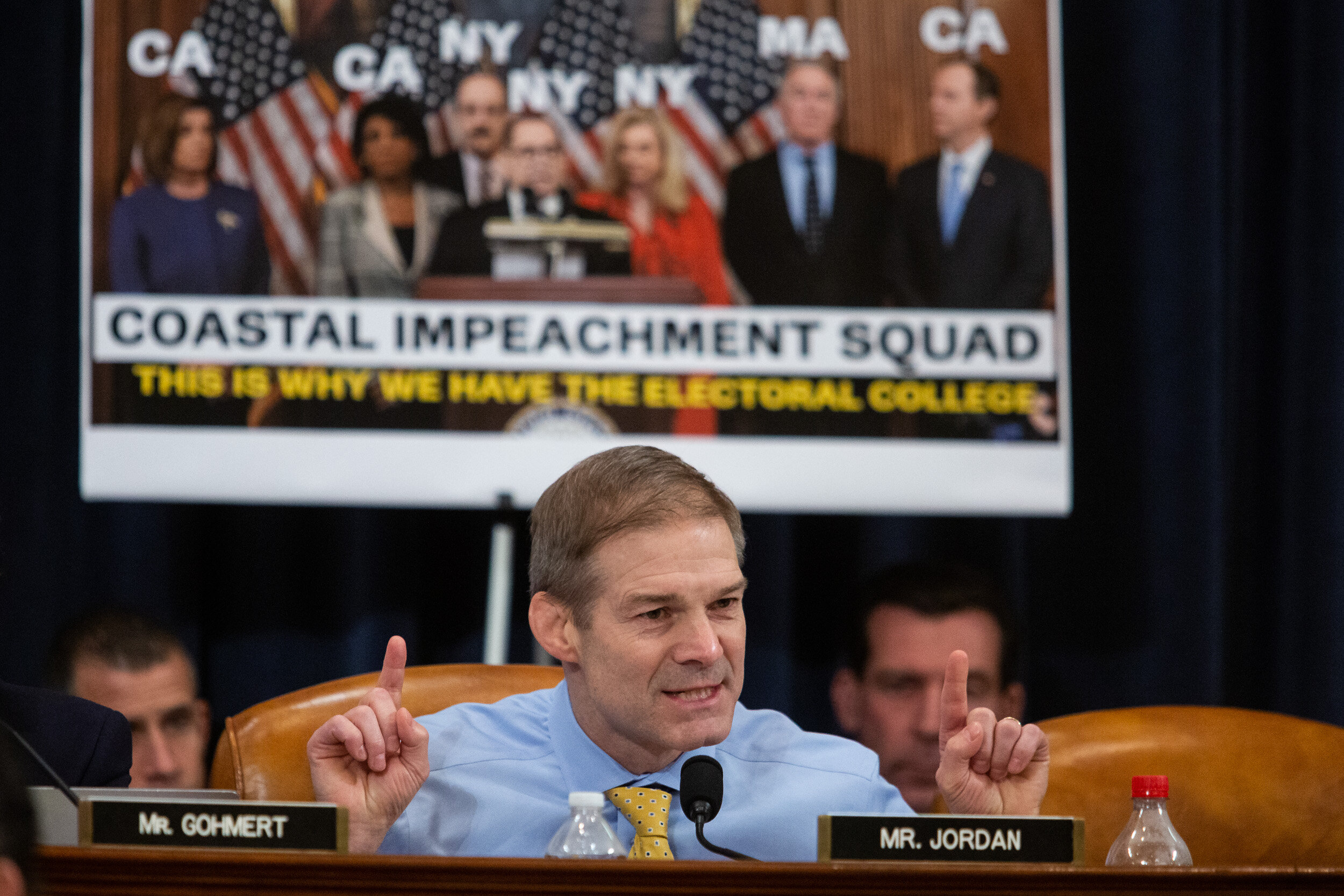  Rep. Jim Jordan (R-Ohio) speaks during a House Judiciary Committee hearing on the impeachment inquiry into President Trump Dec. 12, 2019. 