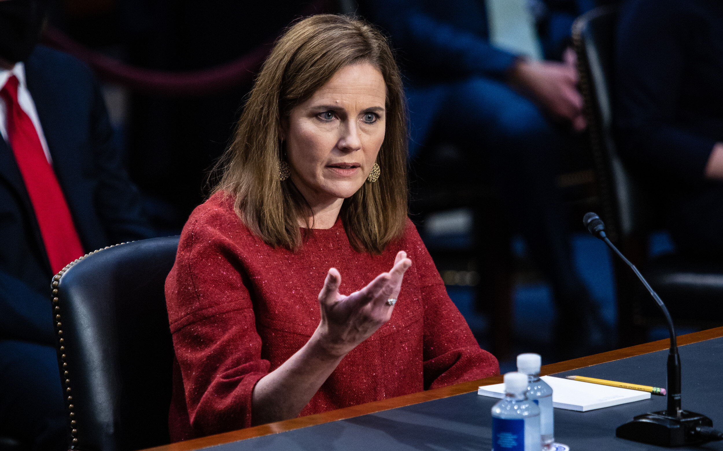  Supreme Court nominee Amy Coney Barrett testifies during her confirmation hearings before the Senate Judiciary Committee Oct. 13, 2020. 