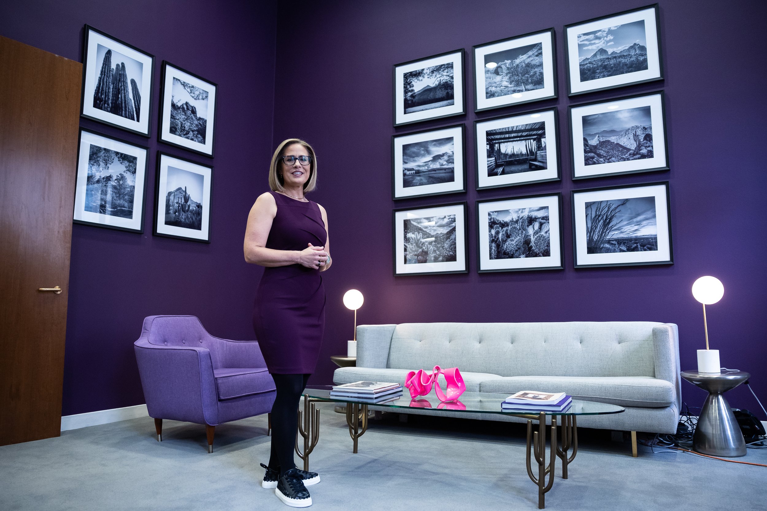  Sen. Kyrsten Sinema (I-Ariz.) is seen in her office on Capitol Hill Dec. 8, 2022. 