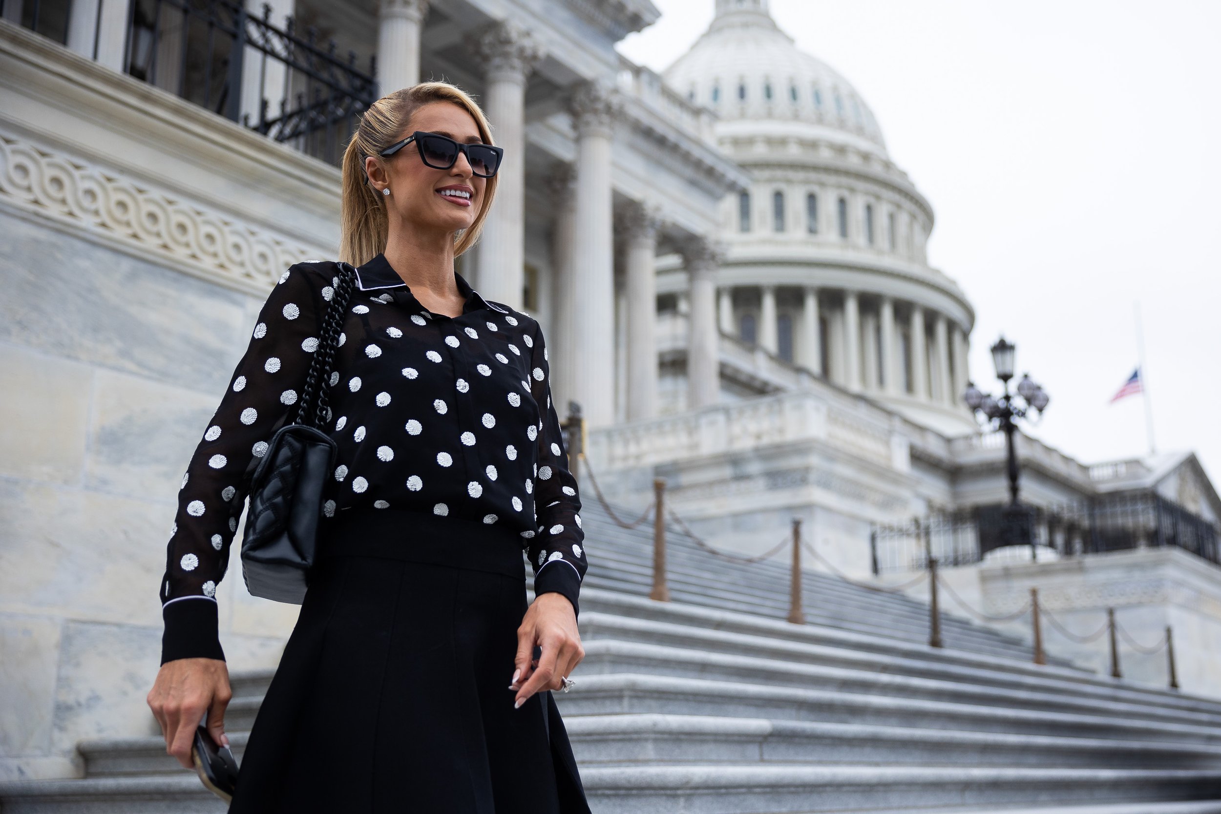  Paris Hilton stands outside the U.S. Capitol as she continues her advocacy against child abuse May 13, 2022.  