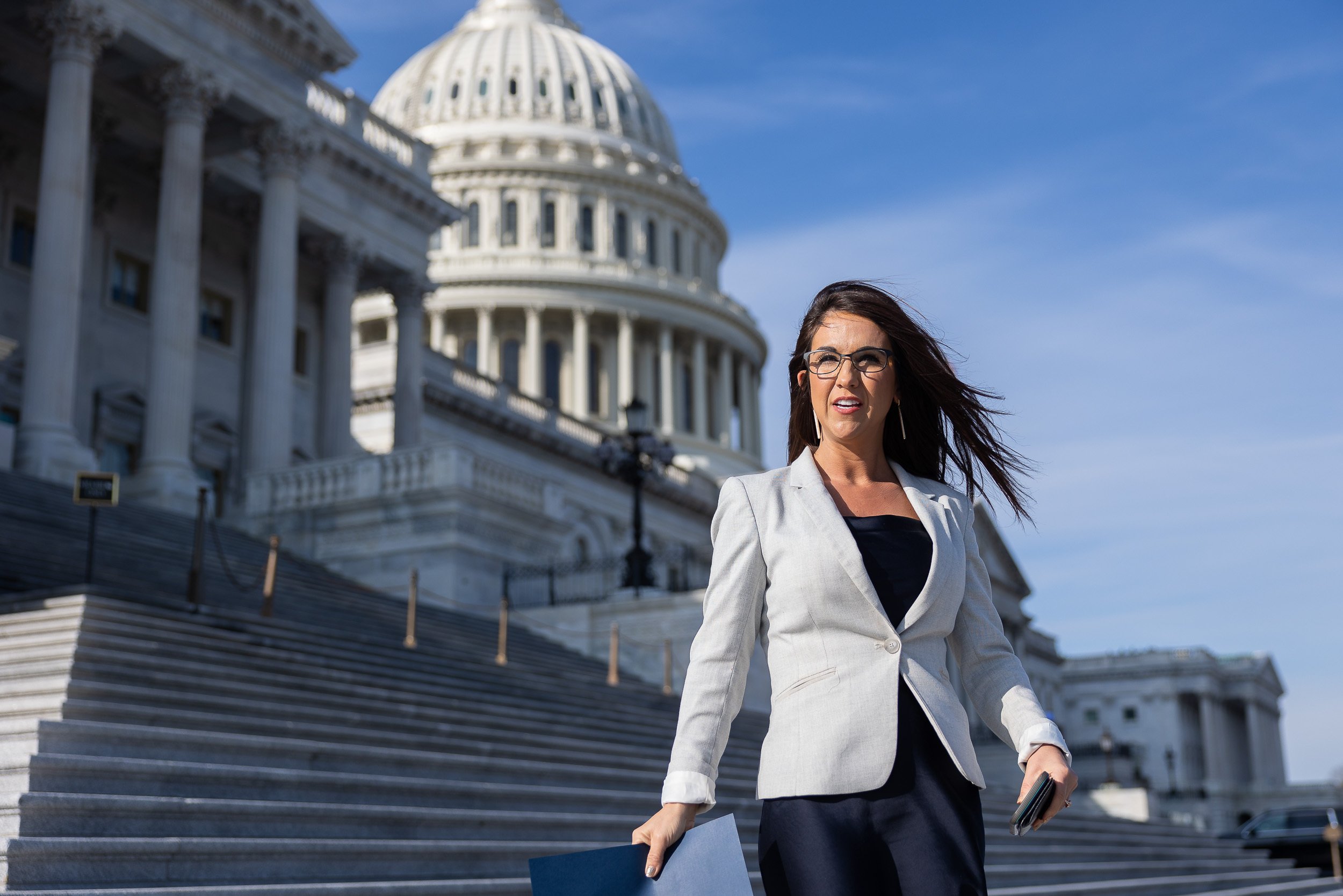  Rep. Lauren Boebert (R-Colo.) is seen outside the U.S. Capitol Jan. 20, 2022. 