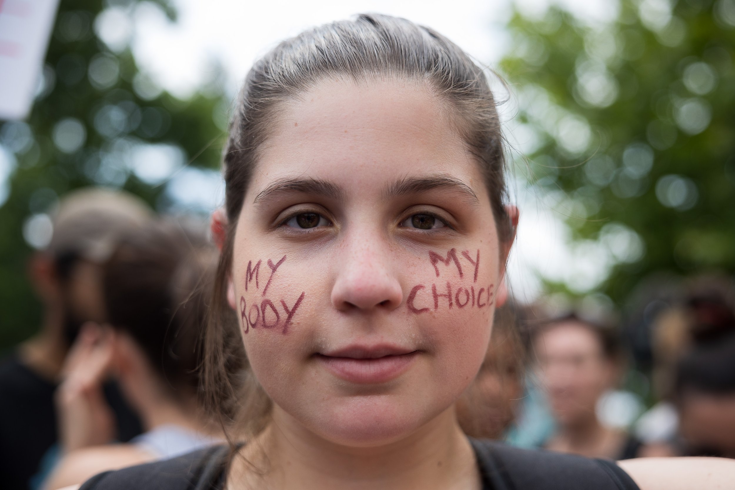  Abortion-rights advocate Kelsey Dion protests outside the U.S. Supreme Court after the court announced its decision in Dobbs v. Jackson June 24, 2022. 