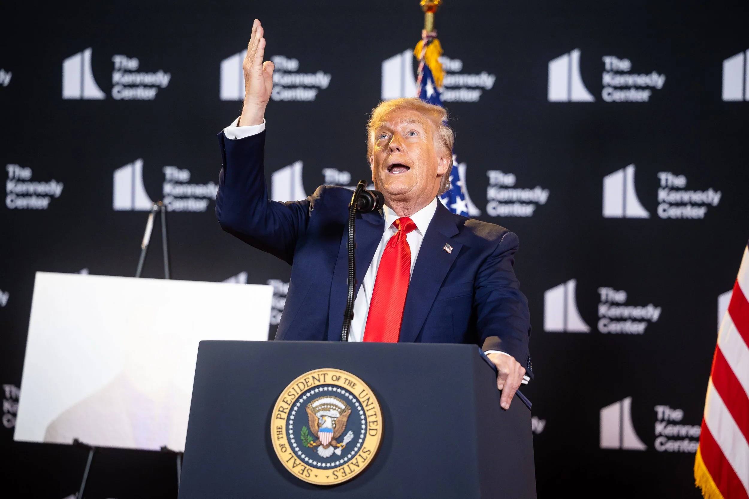  President Donald Trump delivers remarks during an event at the Kennedy Center in Washington, D.C., Aug. 13, 2025. 