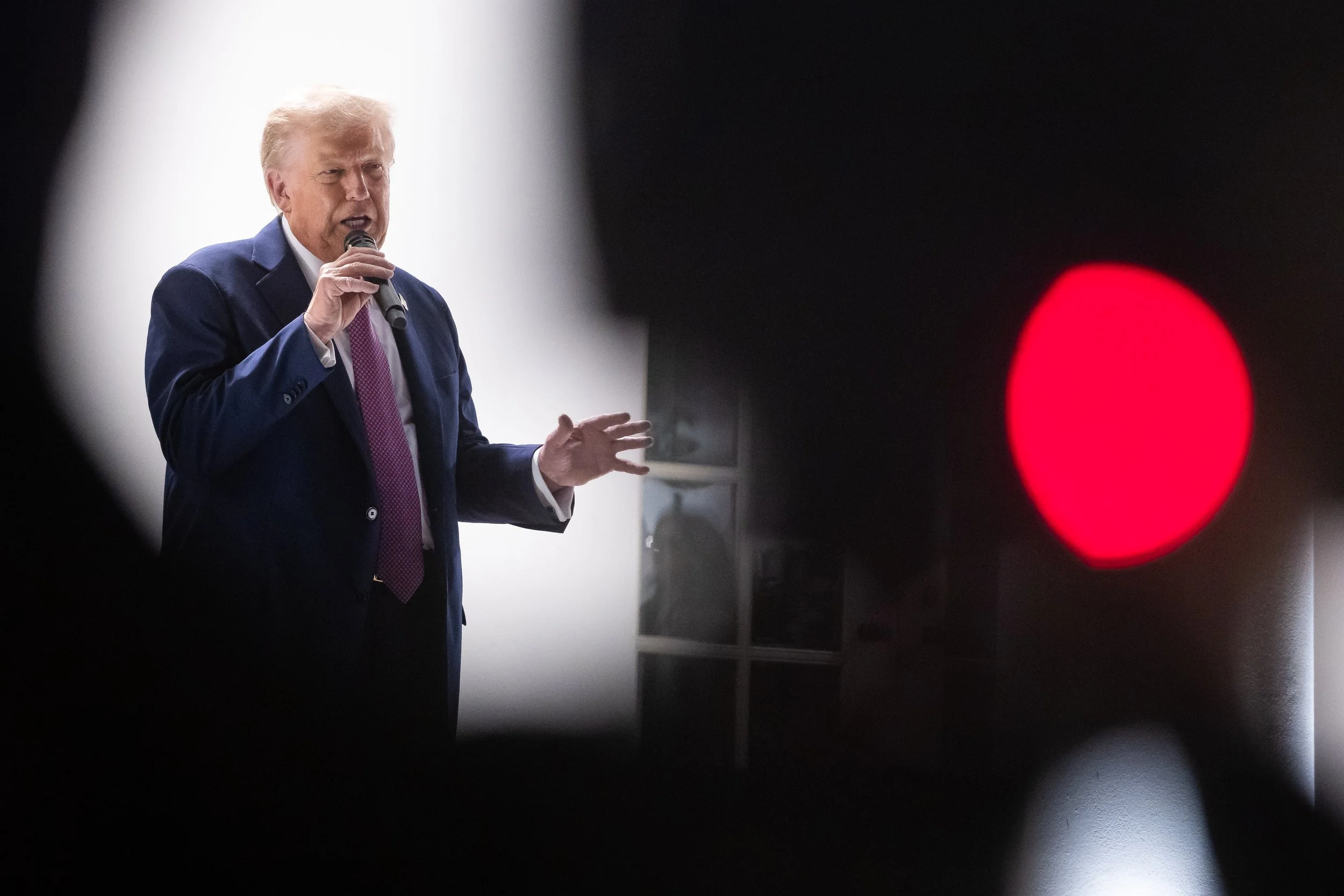  President Donald Trump delivers remarks as he hosts a dinner with members of his administration and members of Congress in the newly renovated Rose Garden at the White House Sept. 5, 2025. 
