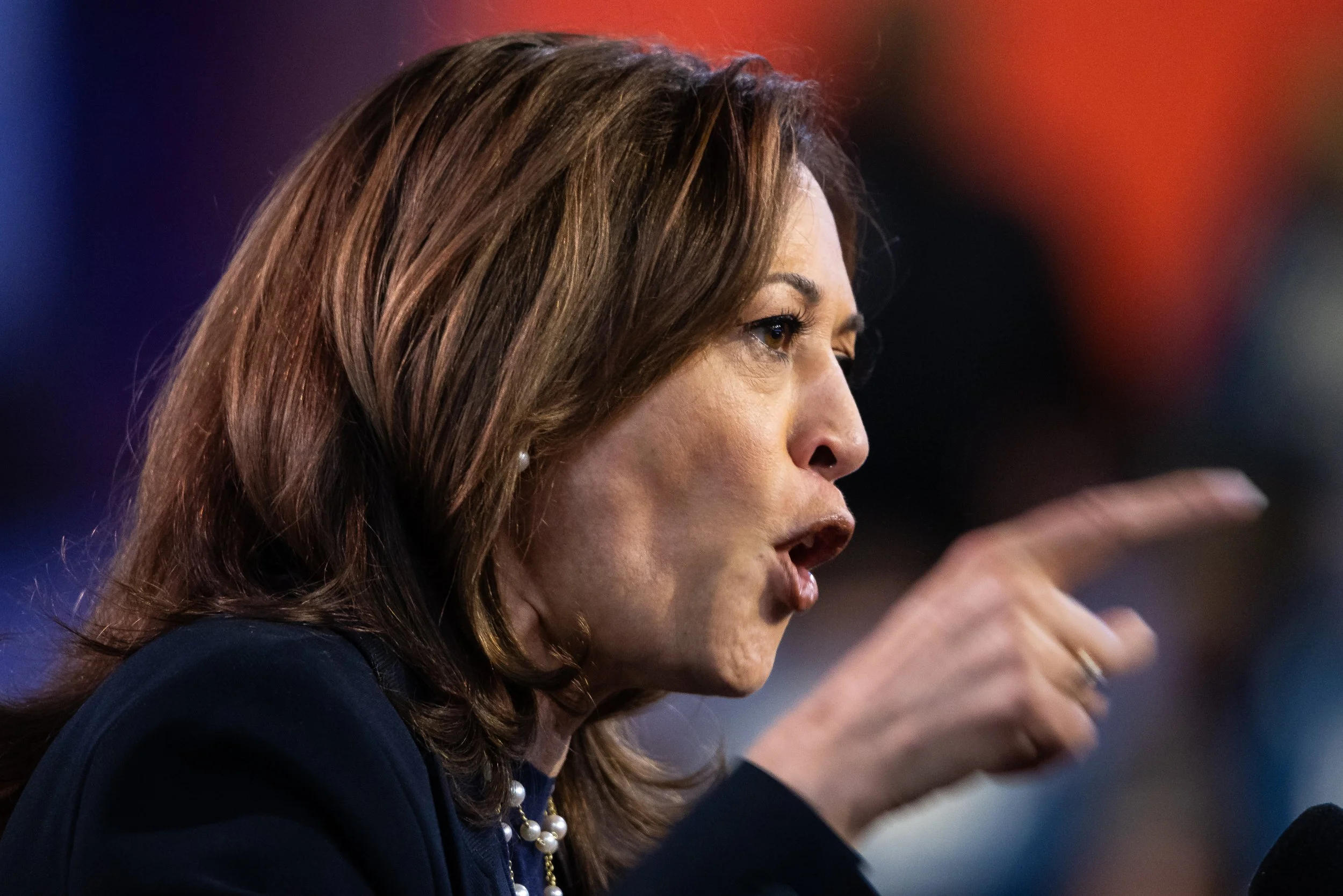  Vice President Kamala Harris, the Democratic presidential nominee, delivers remarks during a campaign rally at the Alan Horwitz "Sixth Man" Center in Philadelphia, Pa., Oct. 27, 2024.  