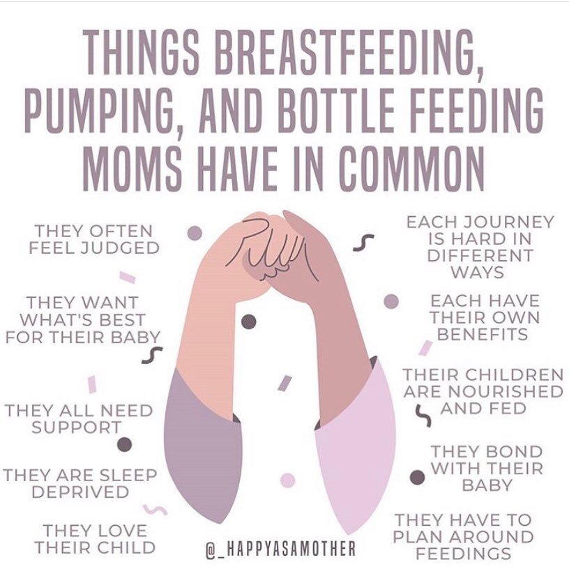 Feeding an infant is a full time, round the clock job, no matter how you are doing it. All families need and deserve support.

Thank you @_happyasamother for this thoughtful graphic and for allowing me to share it. 💞