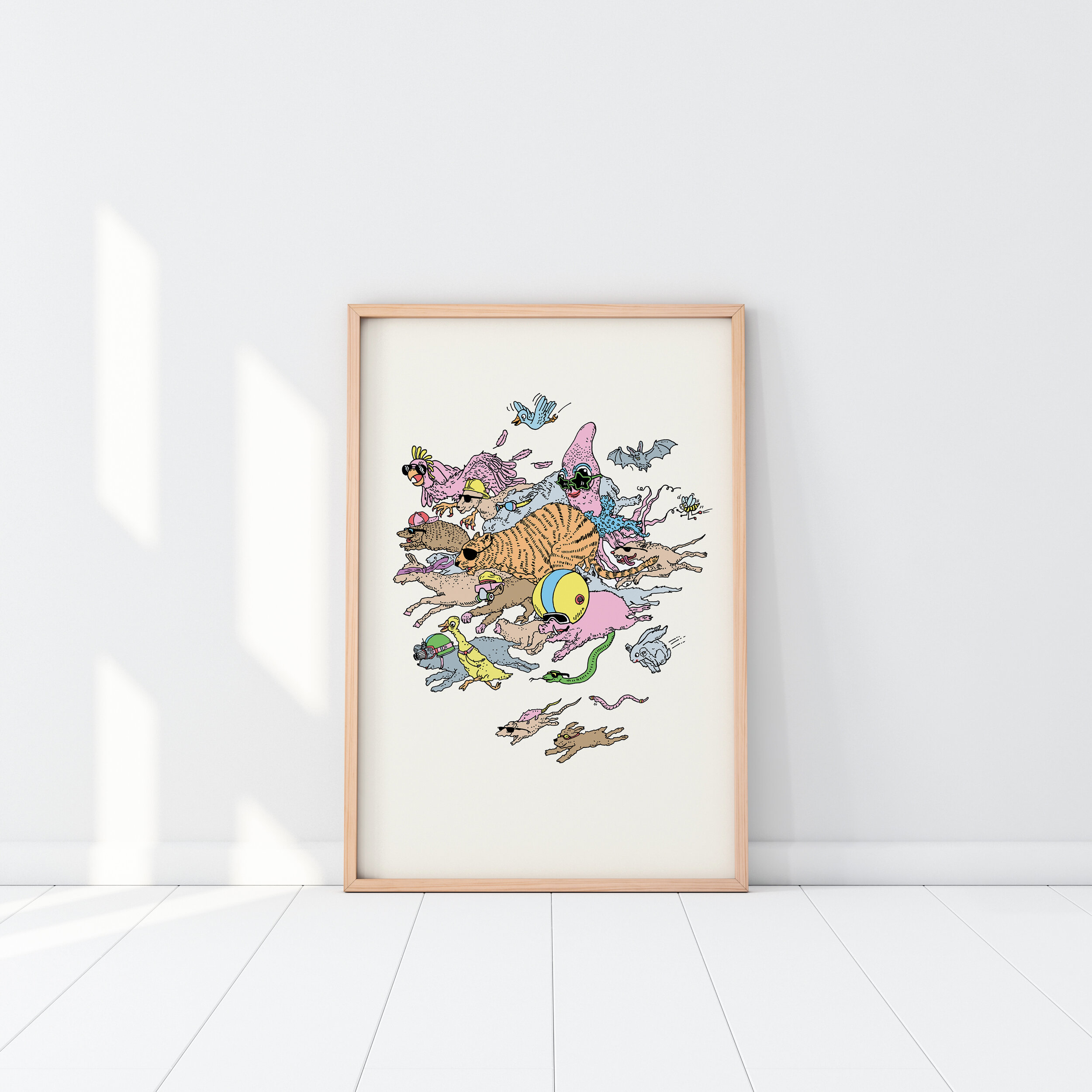 Animal Chase art print by Wally Paper Co, Melbourne, Australia