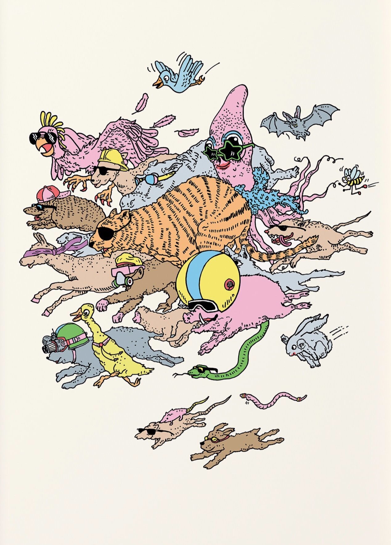 Animal Chase art print by Wally Paper Co, Melbourne, Australia