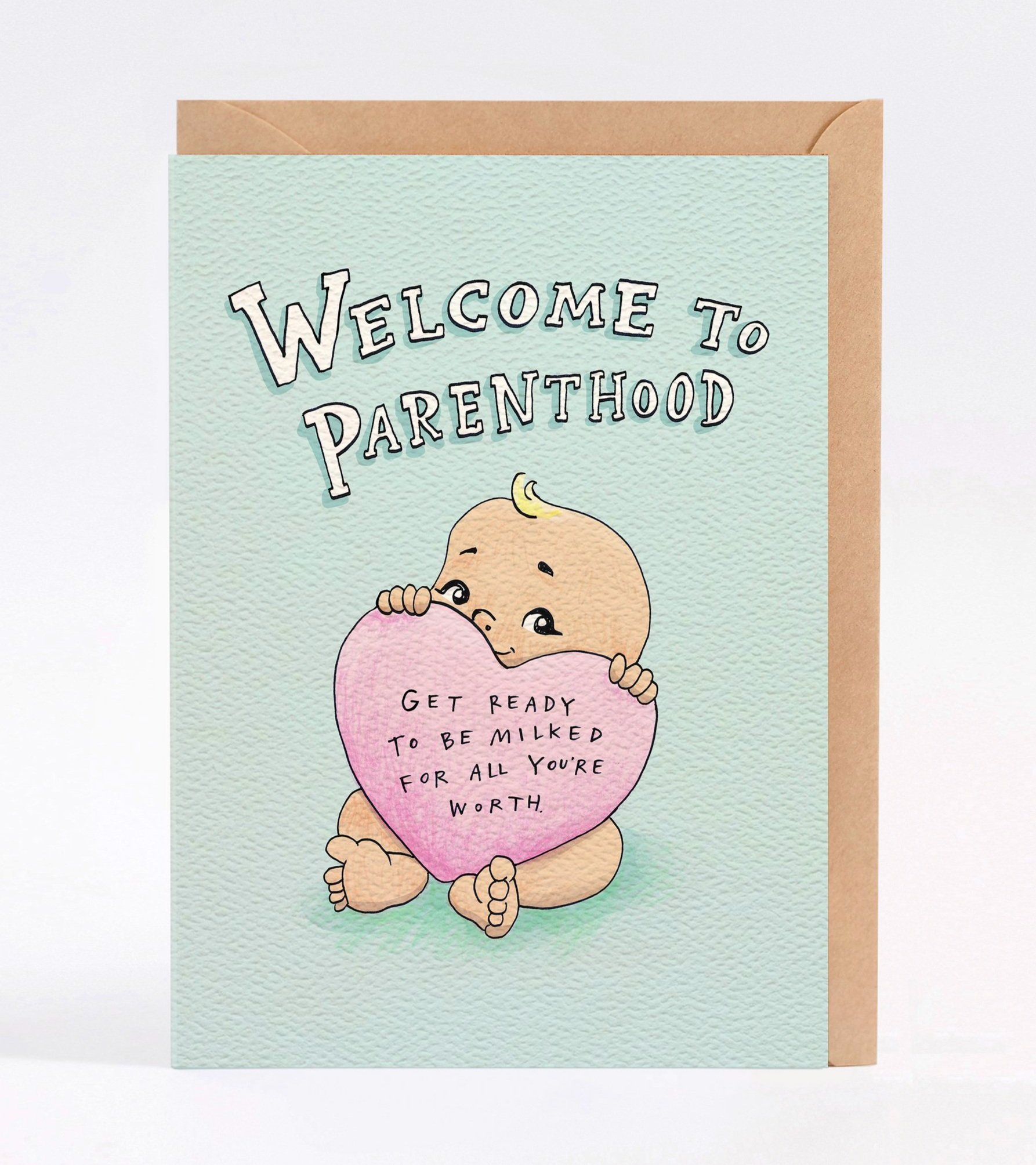 Baby card - funny new baby card - Australian made new baby card - Milked - by Wally Paper Co Melbourne - made in Australia