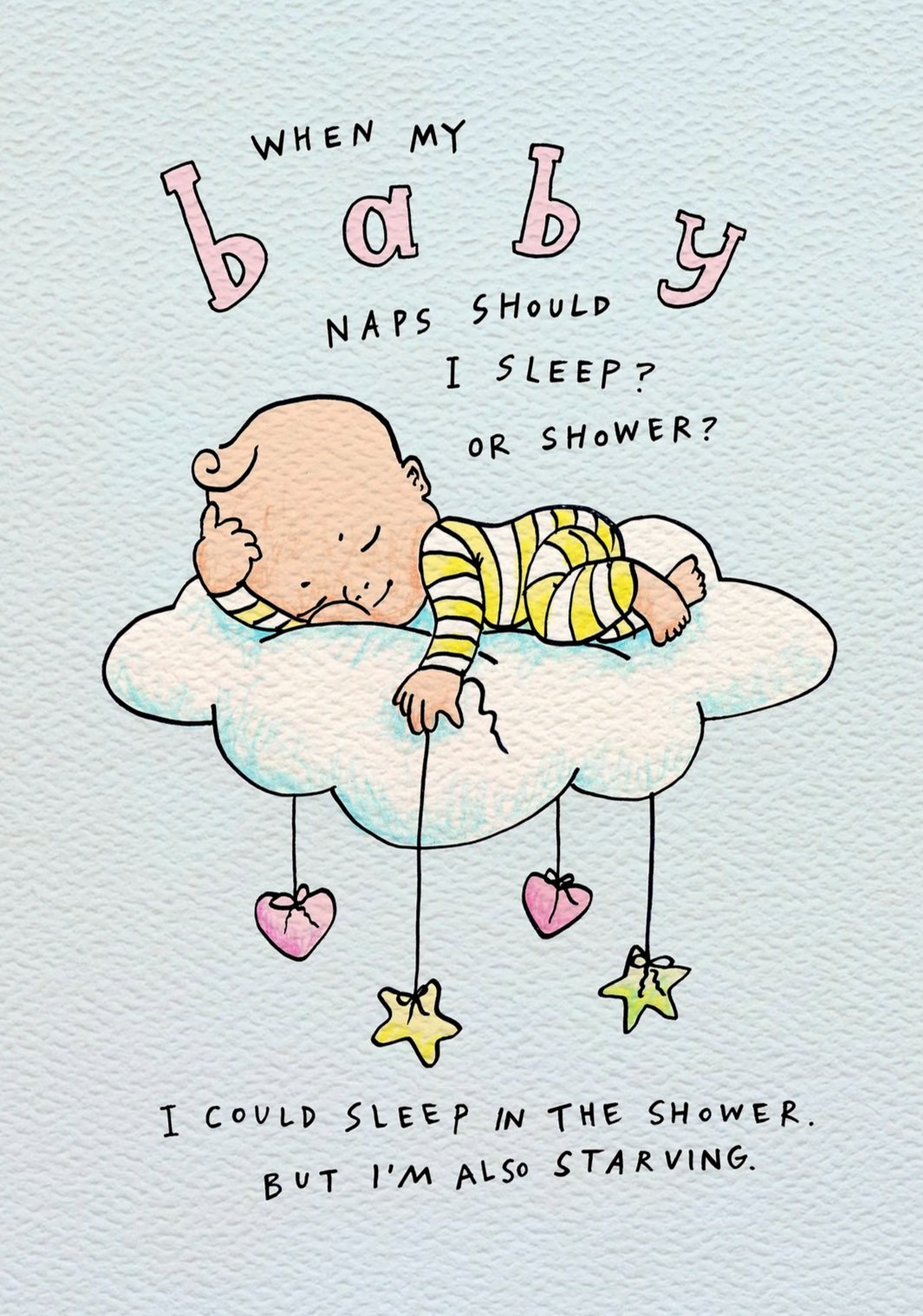 New baby card - funny baby card - Australian made baby card - Sleep or Shower by Wally Paper Co Melbourne - baby cards made in Australia
