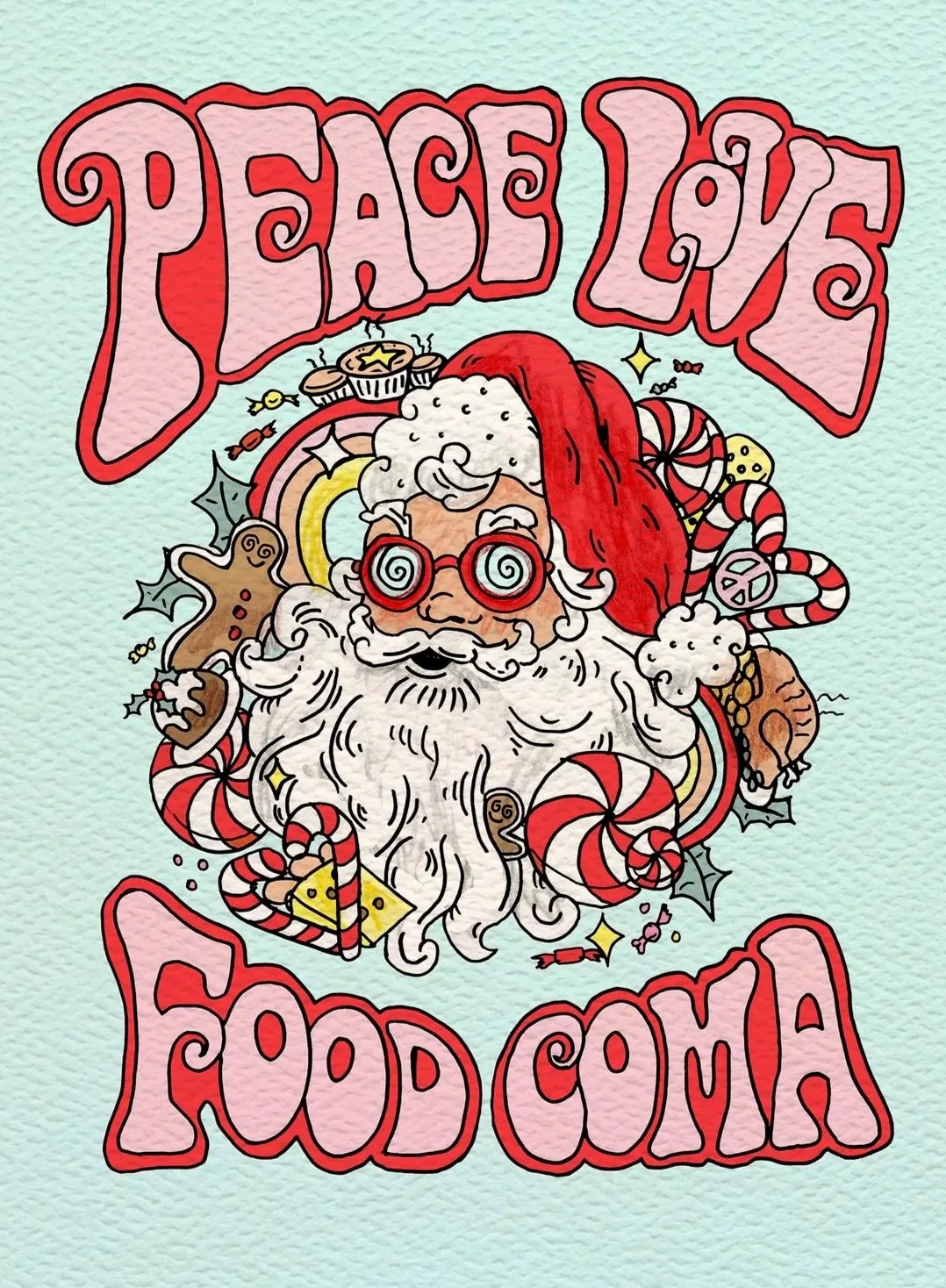 Christmas card - funny Christmas card - Australian made Christmas card - Food Coma by Wally Paper Co Melbourne - made in Australia