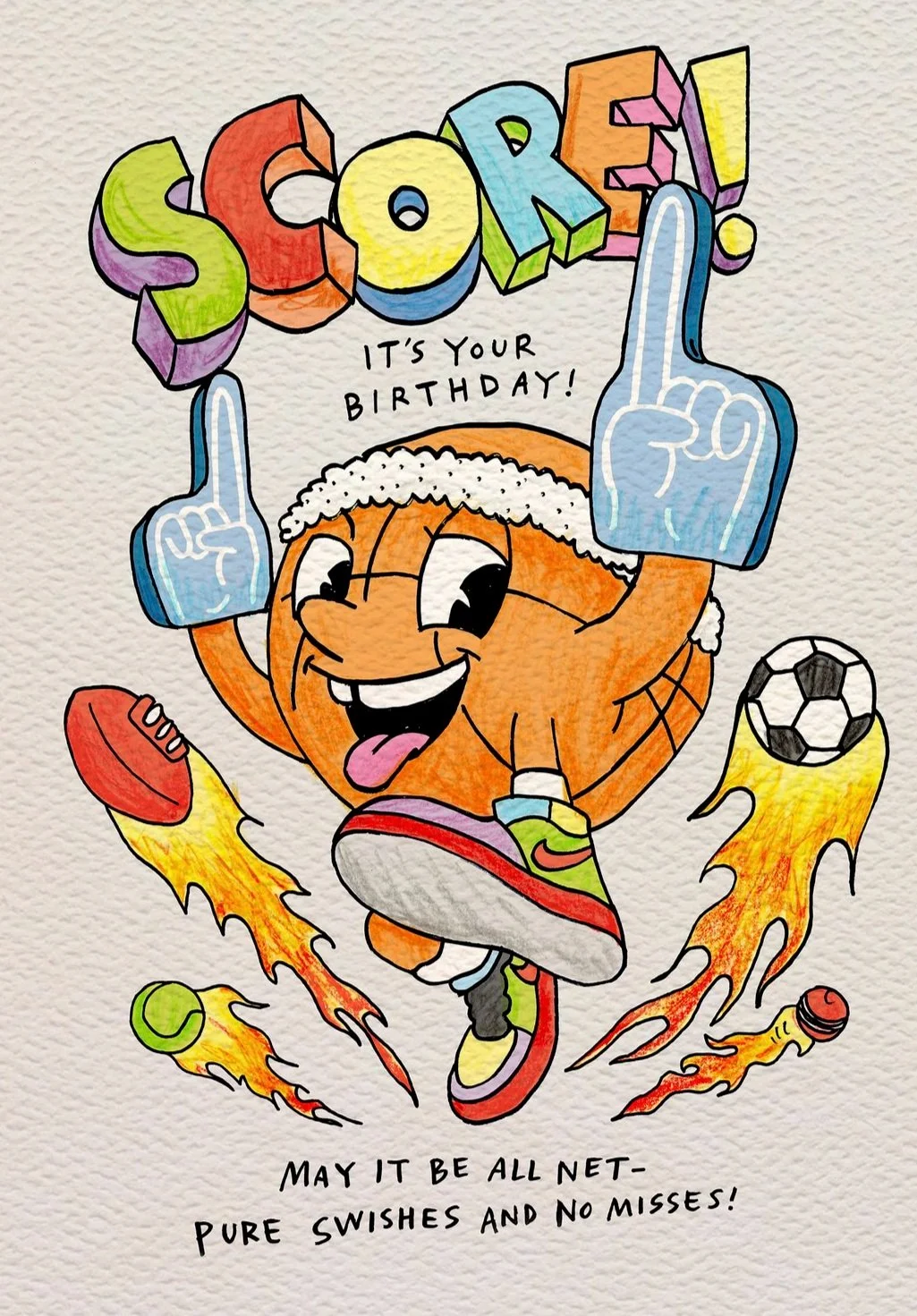 Kids birthday card - basketball birthday card - Australian made kids birthday card - sports birthday card - greeting cards made in Australia - Score by Wally Paper Co Melbourne