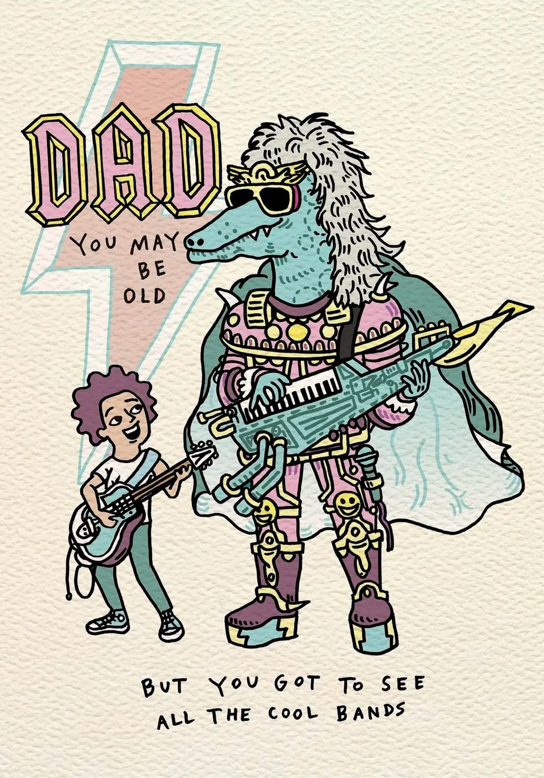 Father's day card - Australian made funny dad card - All the Cool Bands by Wally Paper Co Melbourne - made in Australia