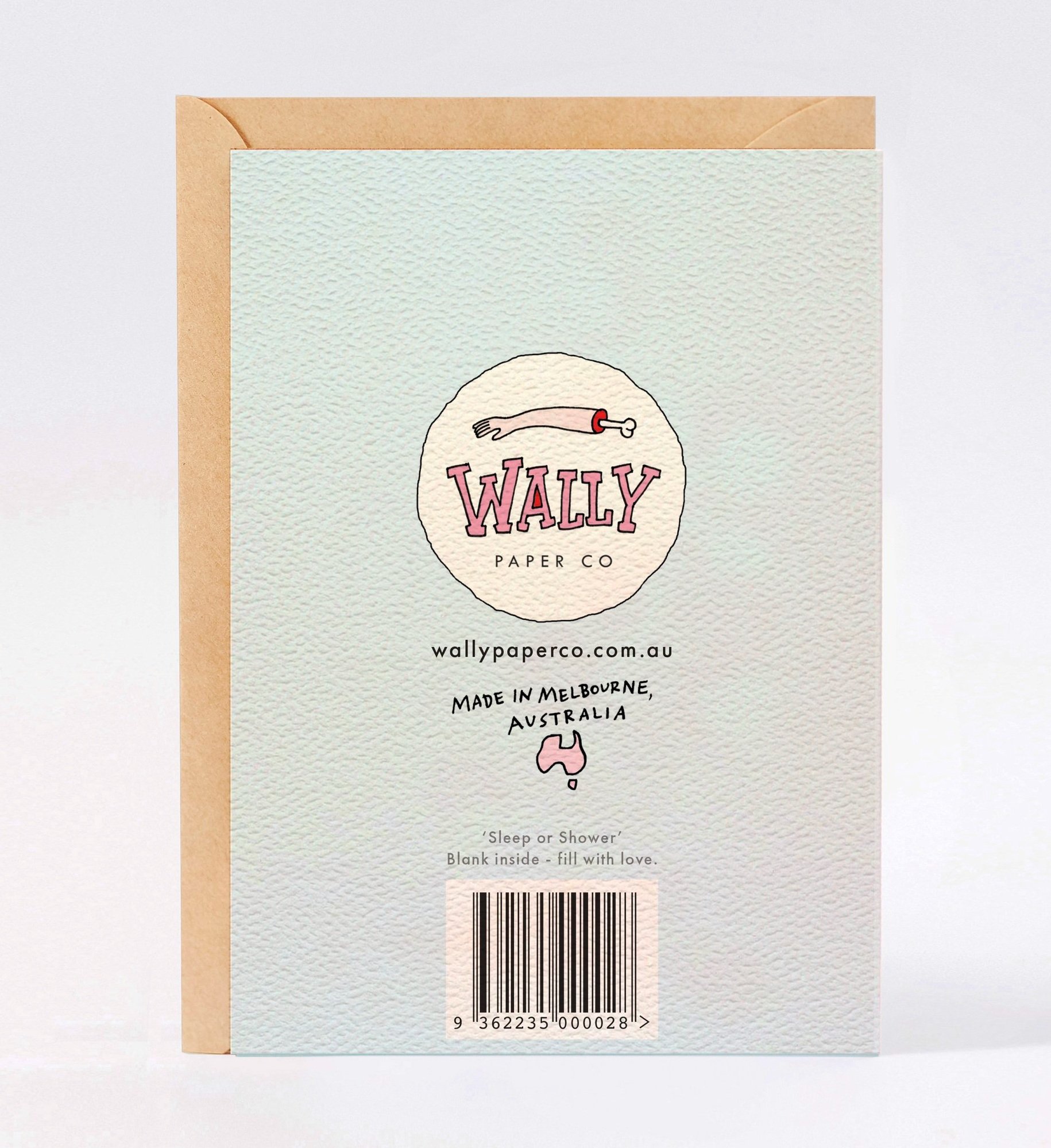 New baby card - funny baby card - Australian made baby card - Sleep or Shower by Wally Paper Co Melbourne - baby cards made in Australia
