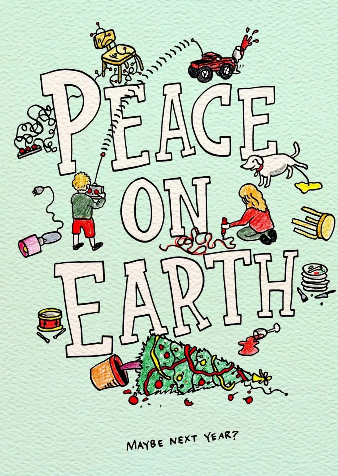 Christmas card - funny Christmas card - Australian made Christmas card - Peace On Earth by Wally Paper Co Melbourne - made in Australia