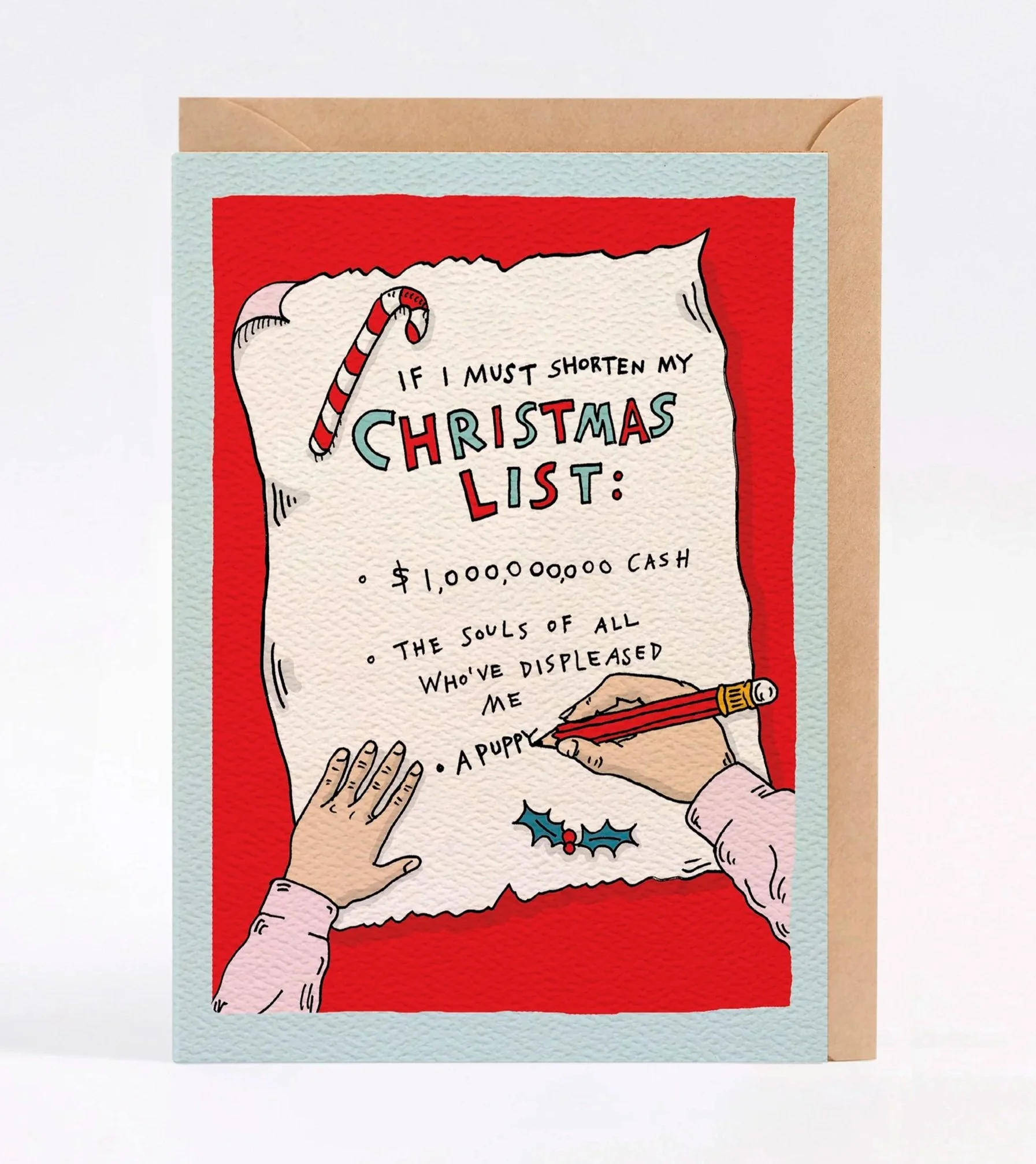 Christmas card - funny Christmas card - Australian made Christmas card - Christmas List by Wally Paper Co Melbourne - made in Australia