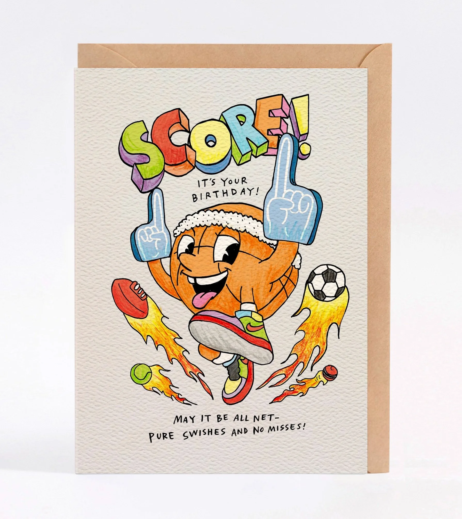 Kids birthday card - basketball birthday card - Australian made kids birthday card - sports birthday card - greeting cards made in Australia - Score by Wally Paper Co Melbourne
